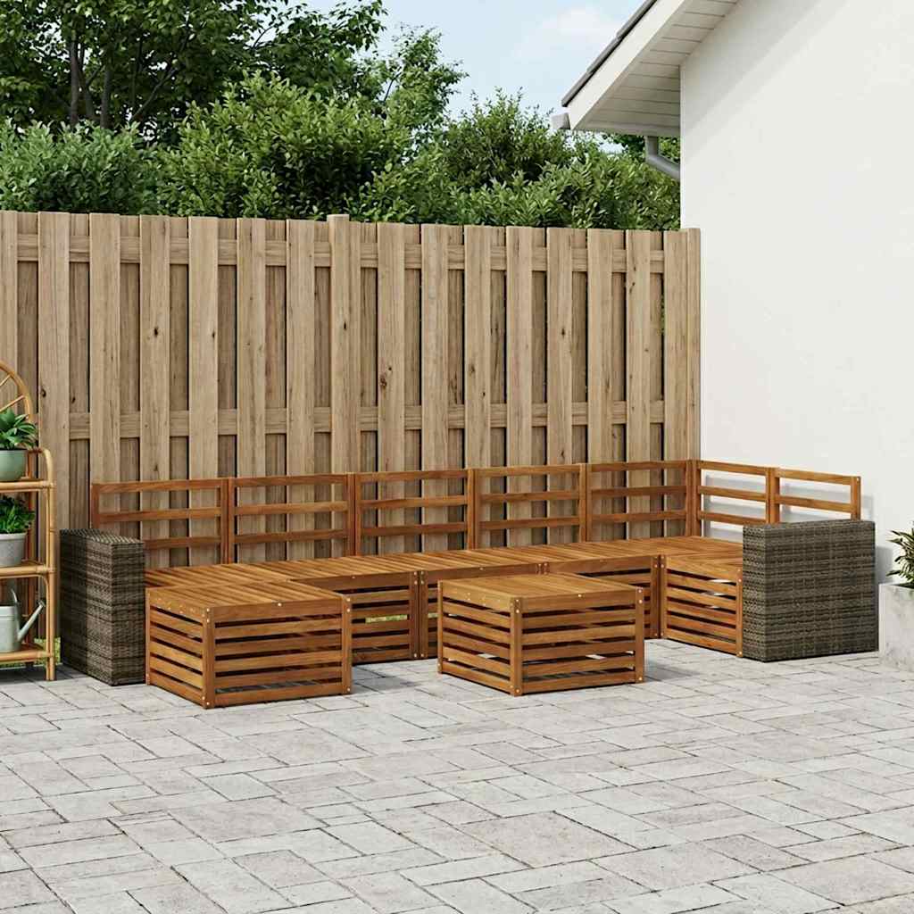 Utendørs sofa-sett 8 pcs Naturlig Solid akasietre