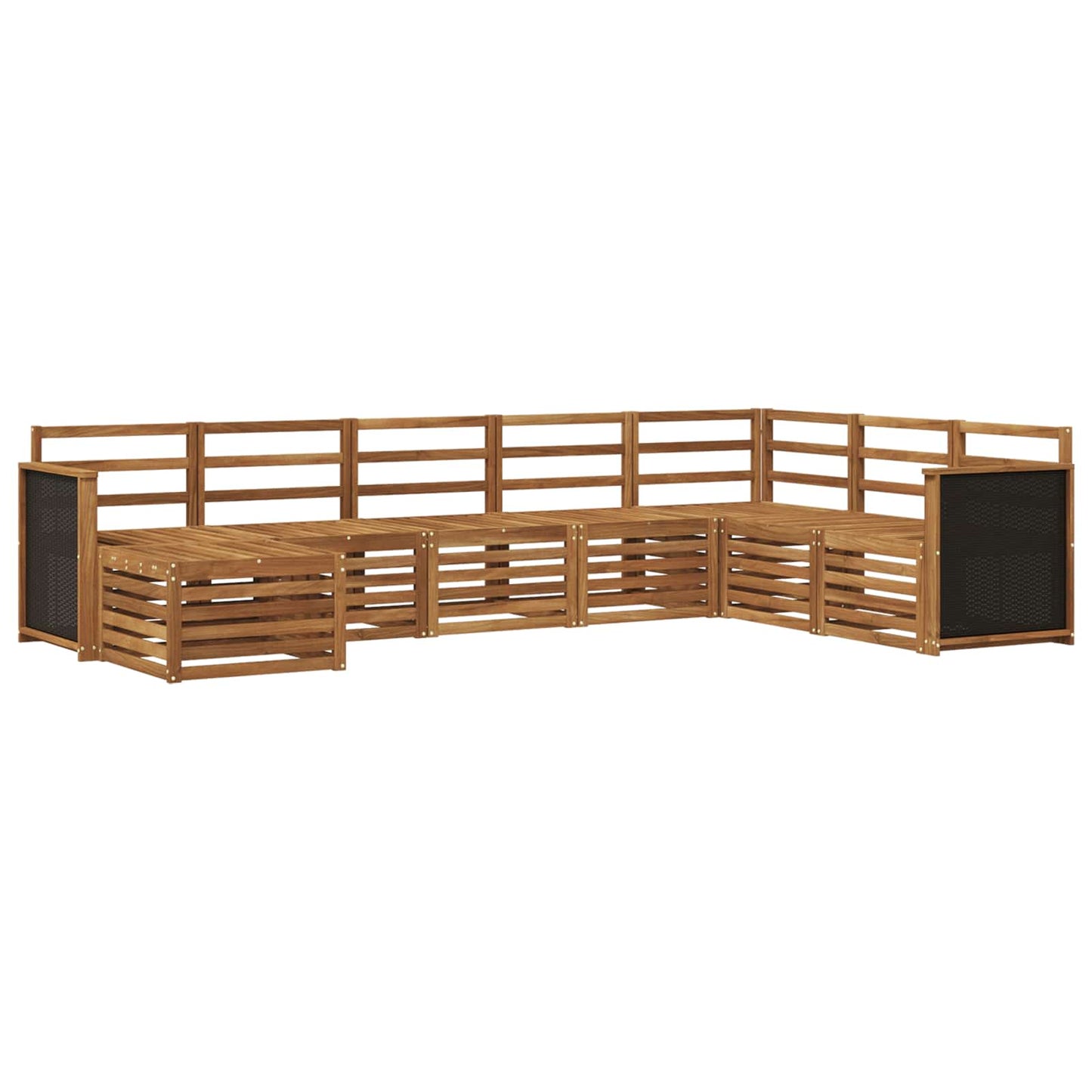 Utendørs sofa-sett 6 pcs Naturlig Solid akasietre