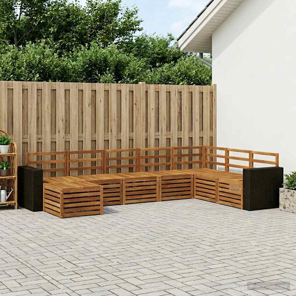 Utendørs sofa-sett 8 pcs Naturlig Solid akasietre
