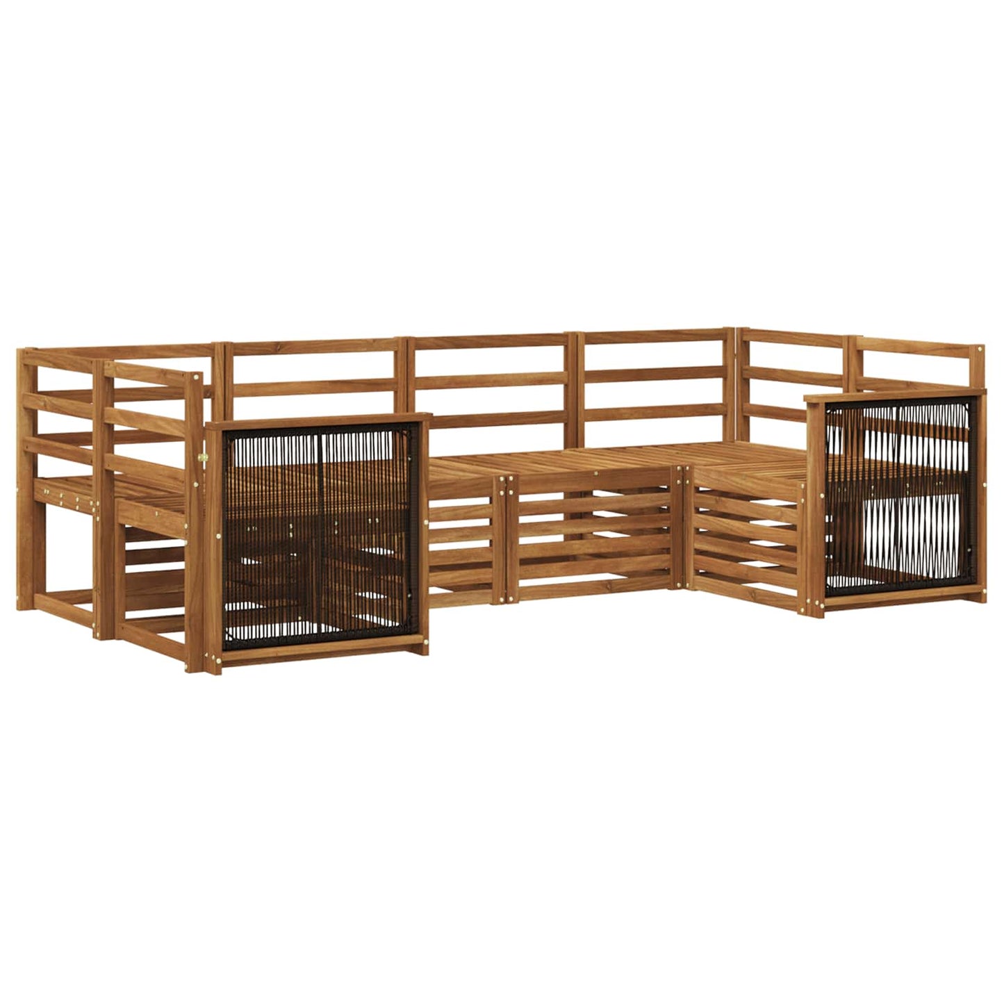 Seksjonssofa Sett 5 pcs Naturlig Solid akasietre