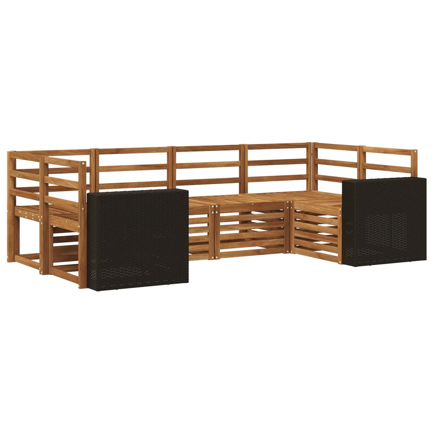 Seksjonssofa Sett 6 pcs Naturlig Solid akasietre