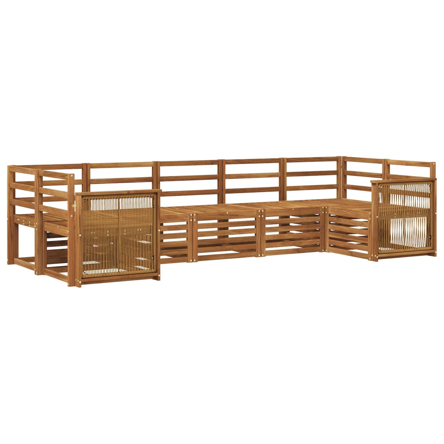 Seksjonssofa Sett 6 pcs Naturlig Solid akasietre