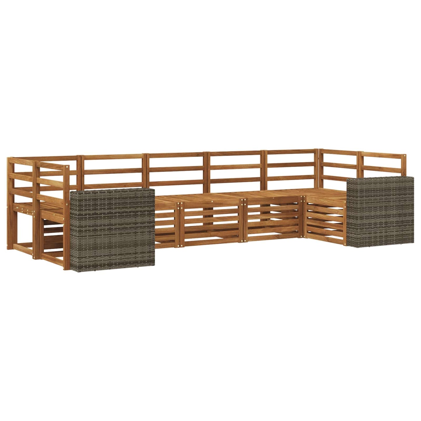 Seksjonssofa Sett 7 pcs Naturlig Solid akasietre