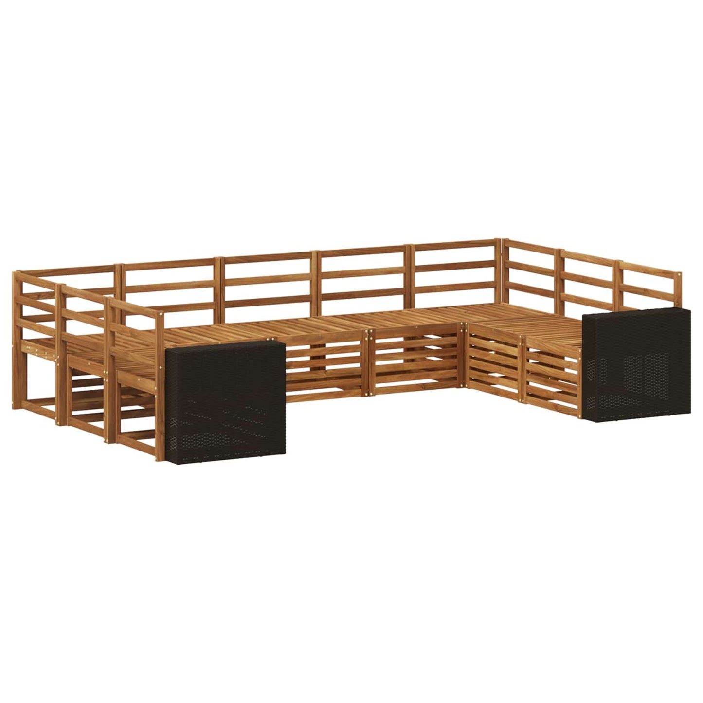 Seksjonssofa Sett 9 pcs Naturlig Solid akasietre