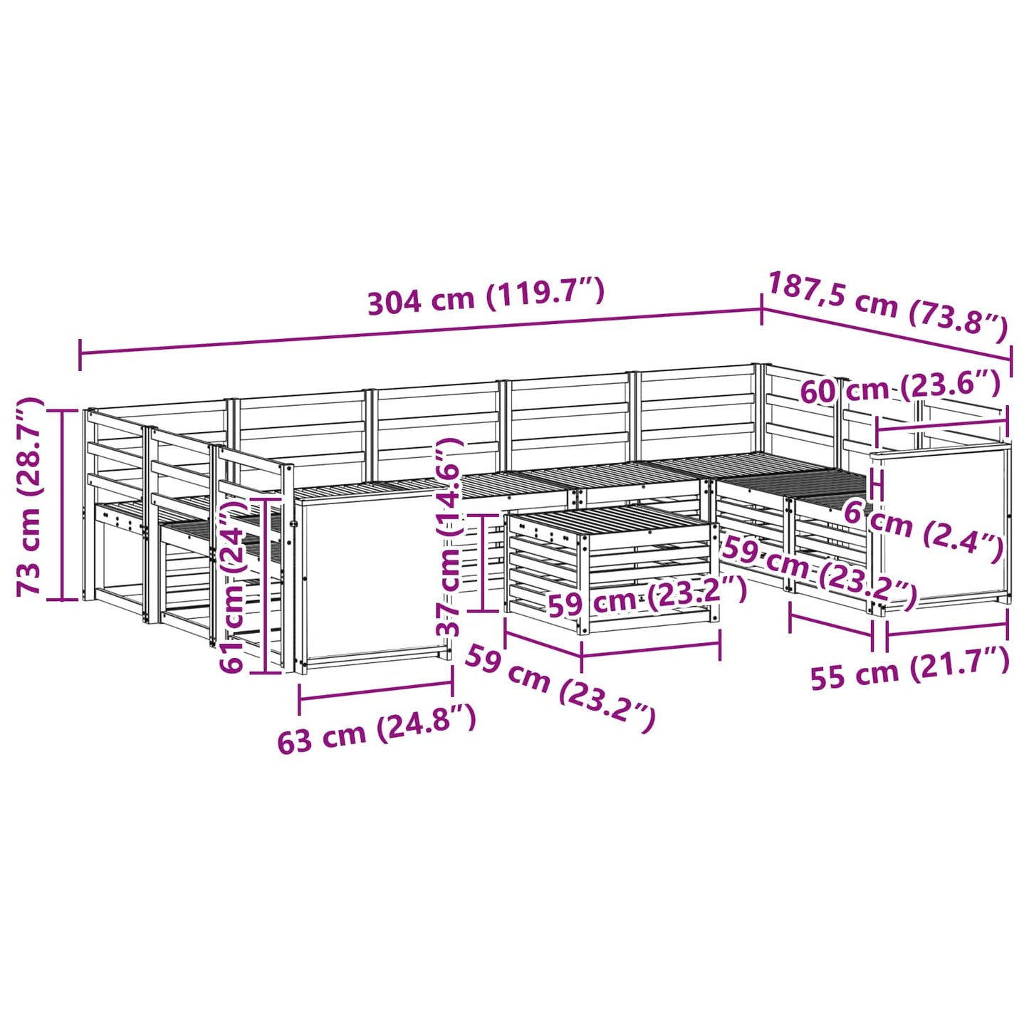 Sofasett Solid akasietre