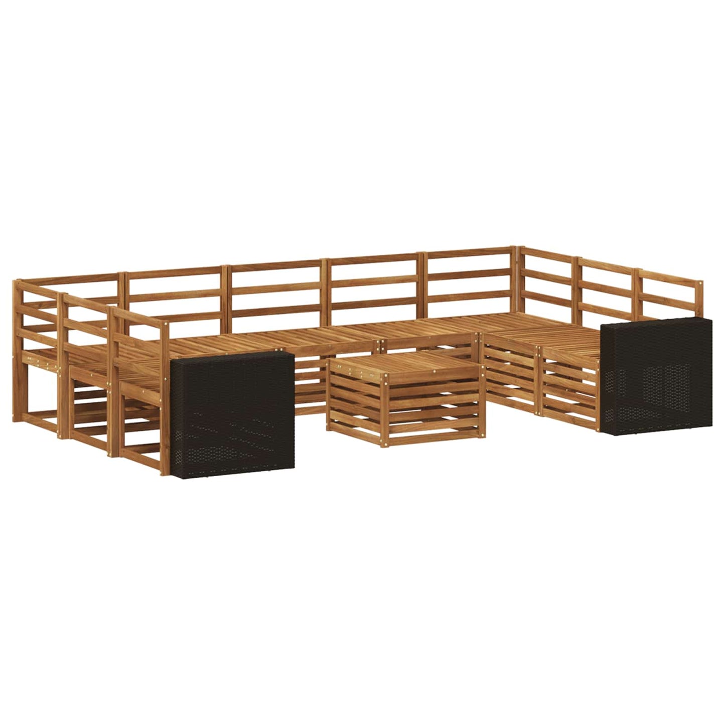 Sofasett 10 pcs Naturlig Solid akasietre