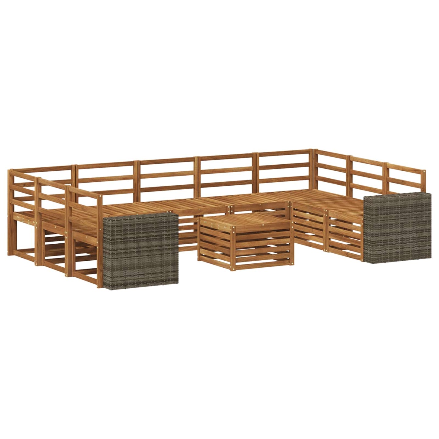 Sofasett 10 pcs Naturlig Solid akasietre