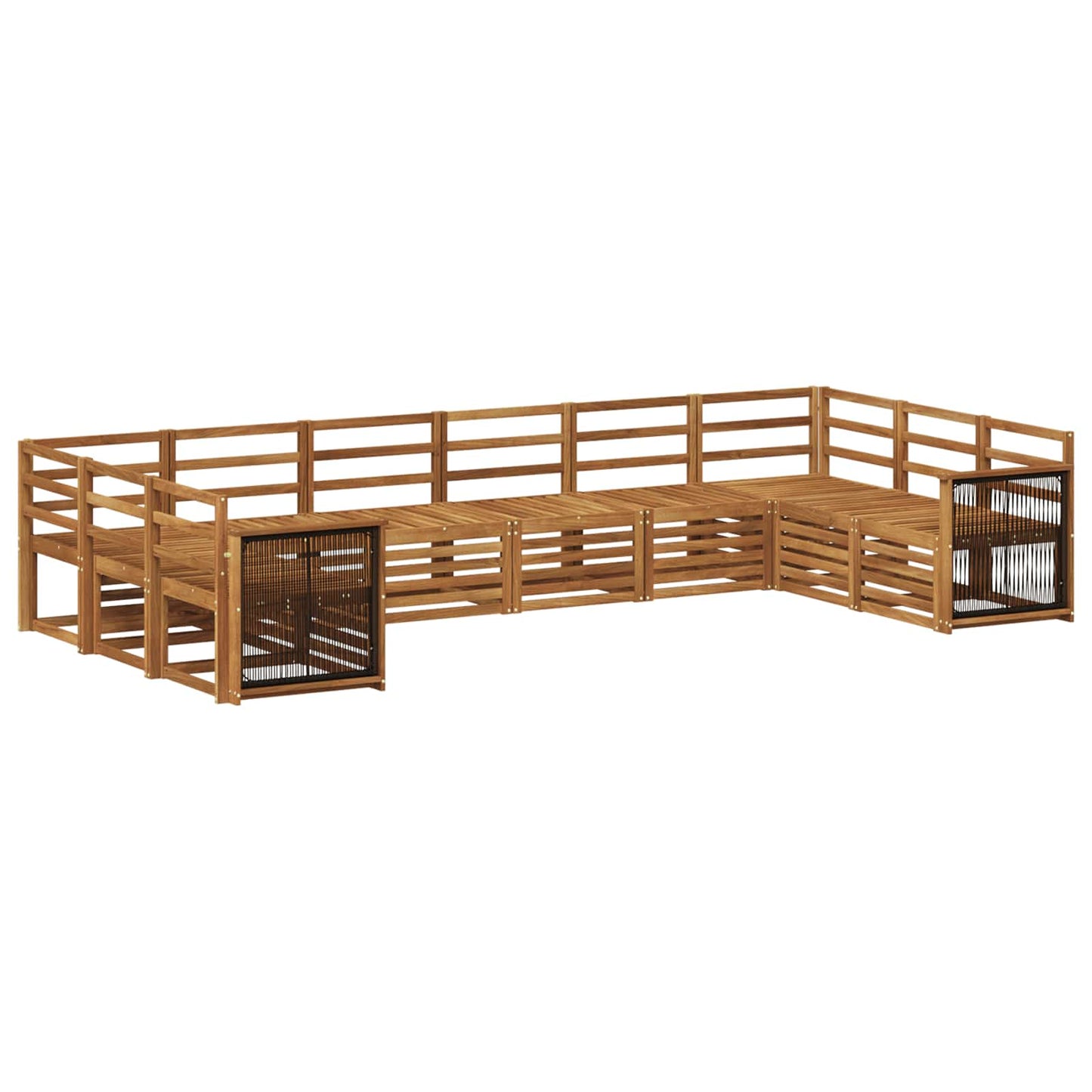 Seksjonssofa Sett 7 pcs Naturlig Solid akasietre