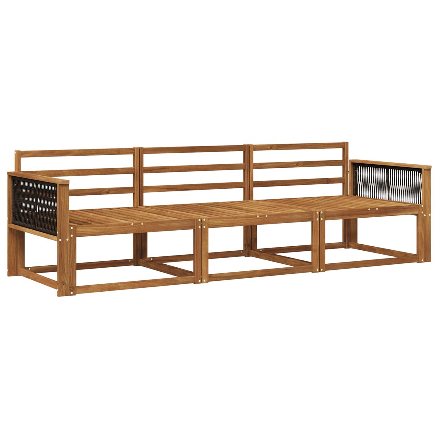 Utendørs sofa-sett 3 pcs Naturlig Solid akasietre