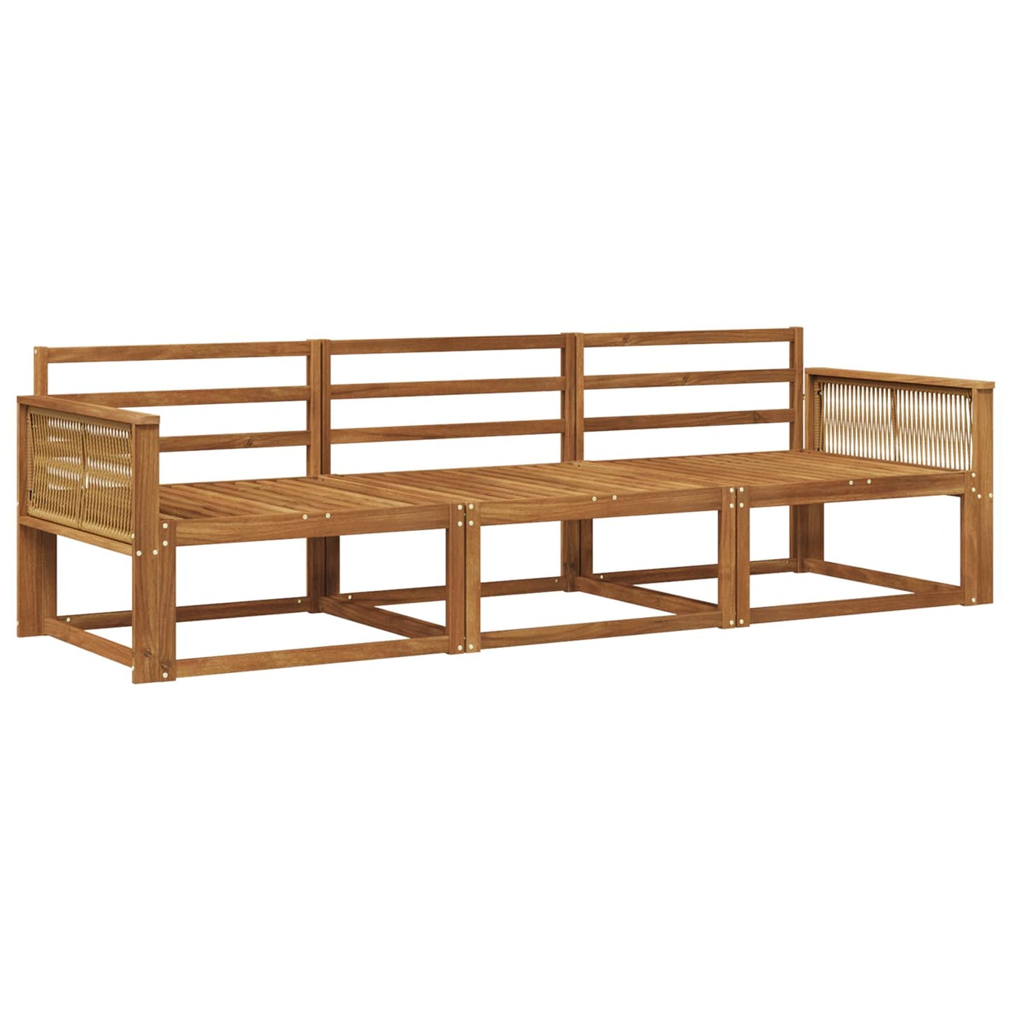 Utendørs sofa-sett 3 pcs Naturlig Solid akasietre