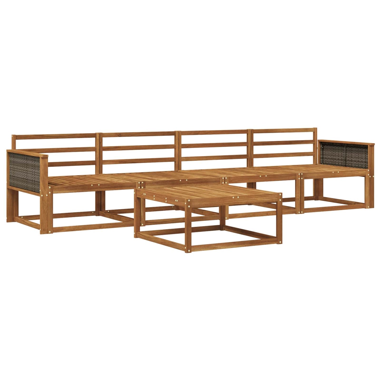 Utendørs sofa-sett 5 pcs Naturlig Solid akasietre