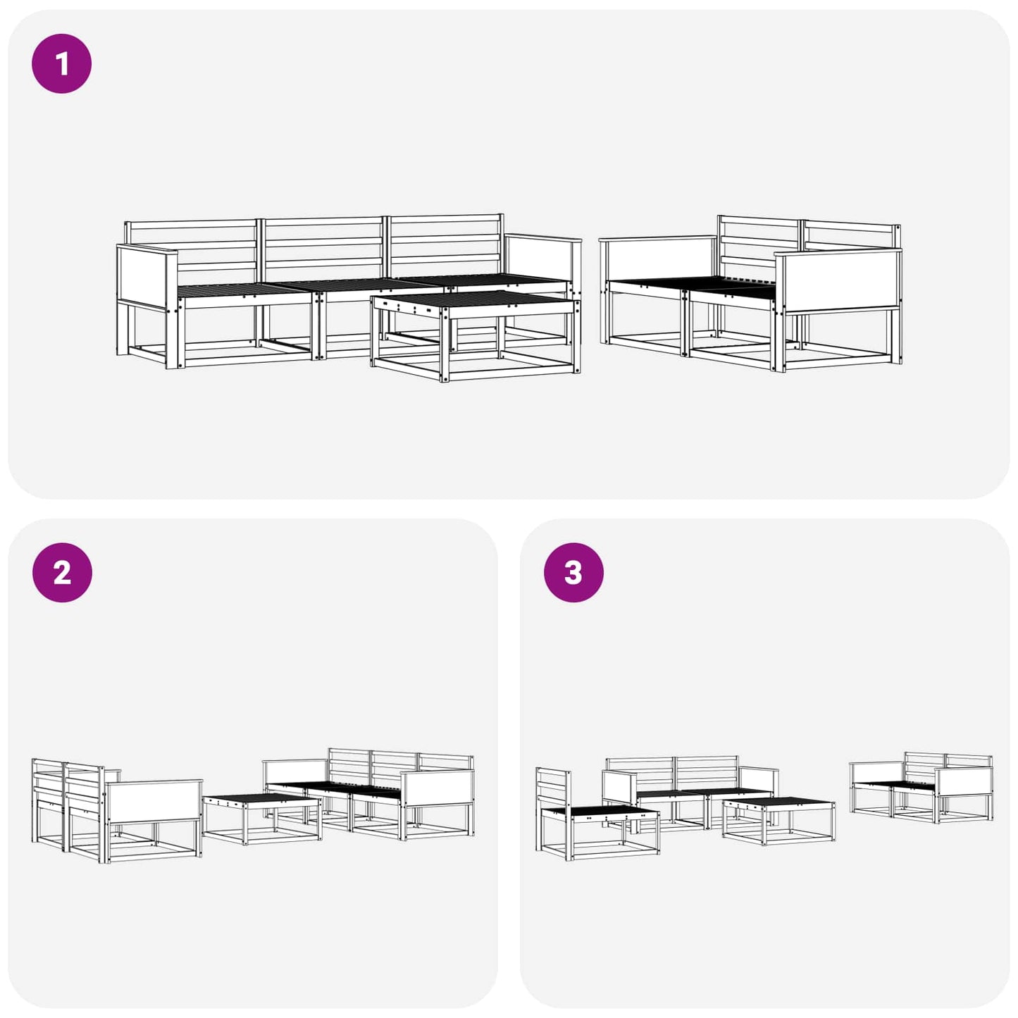 Utendørs sofa-sett 6 pcs Naturlig Solid akasietre