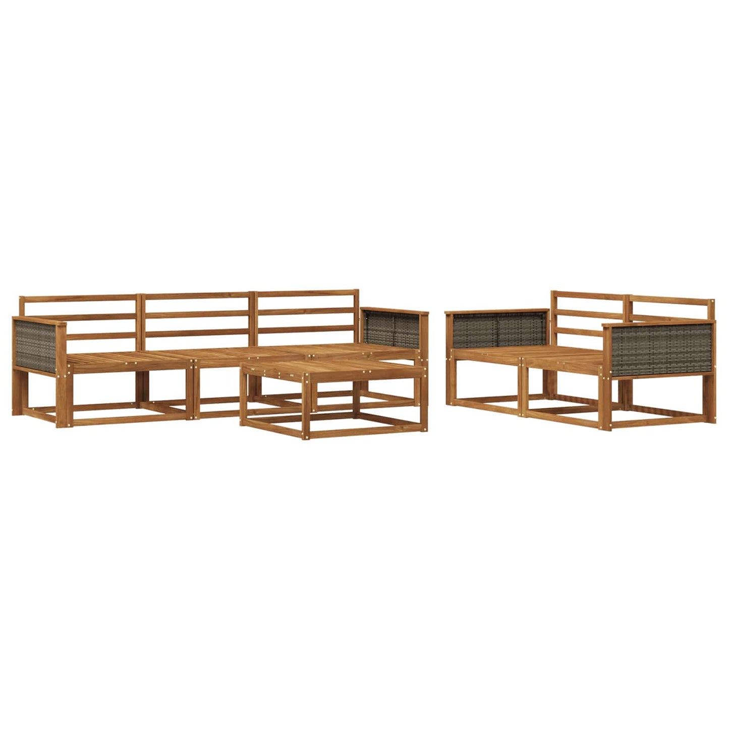 Utendørs sofa-sett 6 pcs Naturlig Solid akasietre