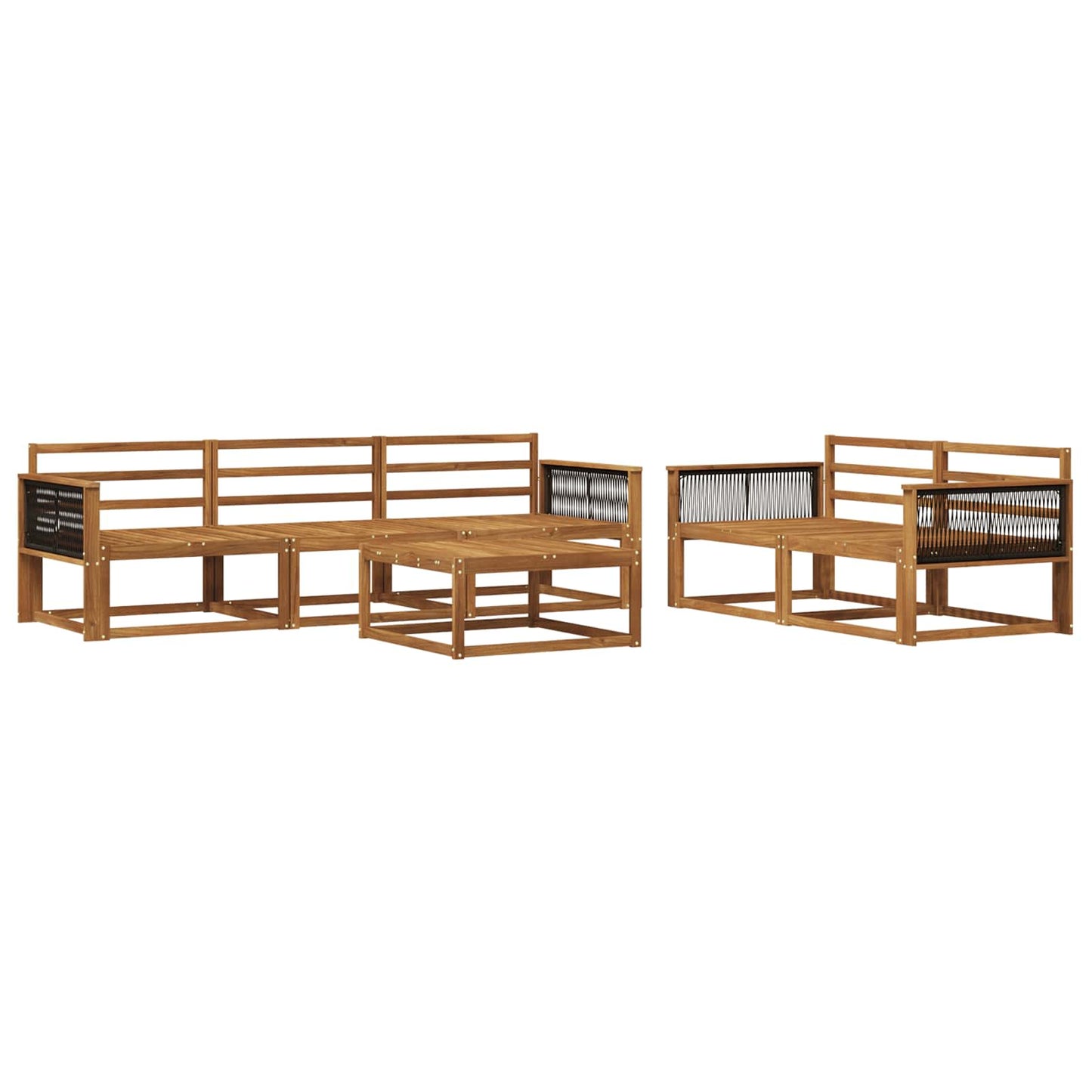 Utendørs sofa-sett 6 pcs Naturlig Solid akasietre