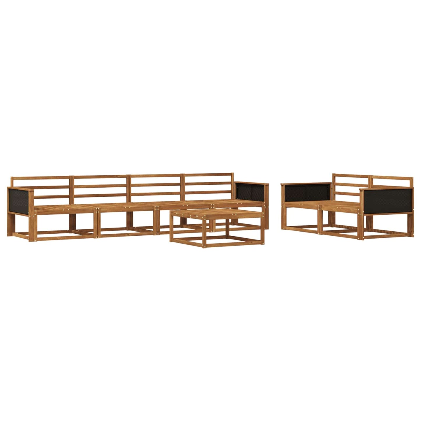 Utendørs sofa-sett 7 pcs Naturlig Solid akasietre