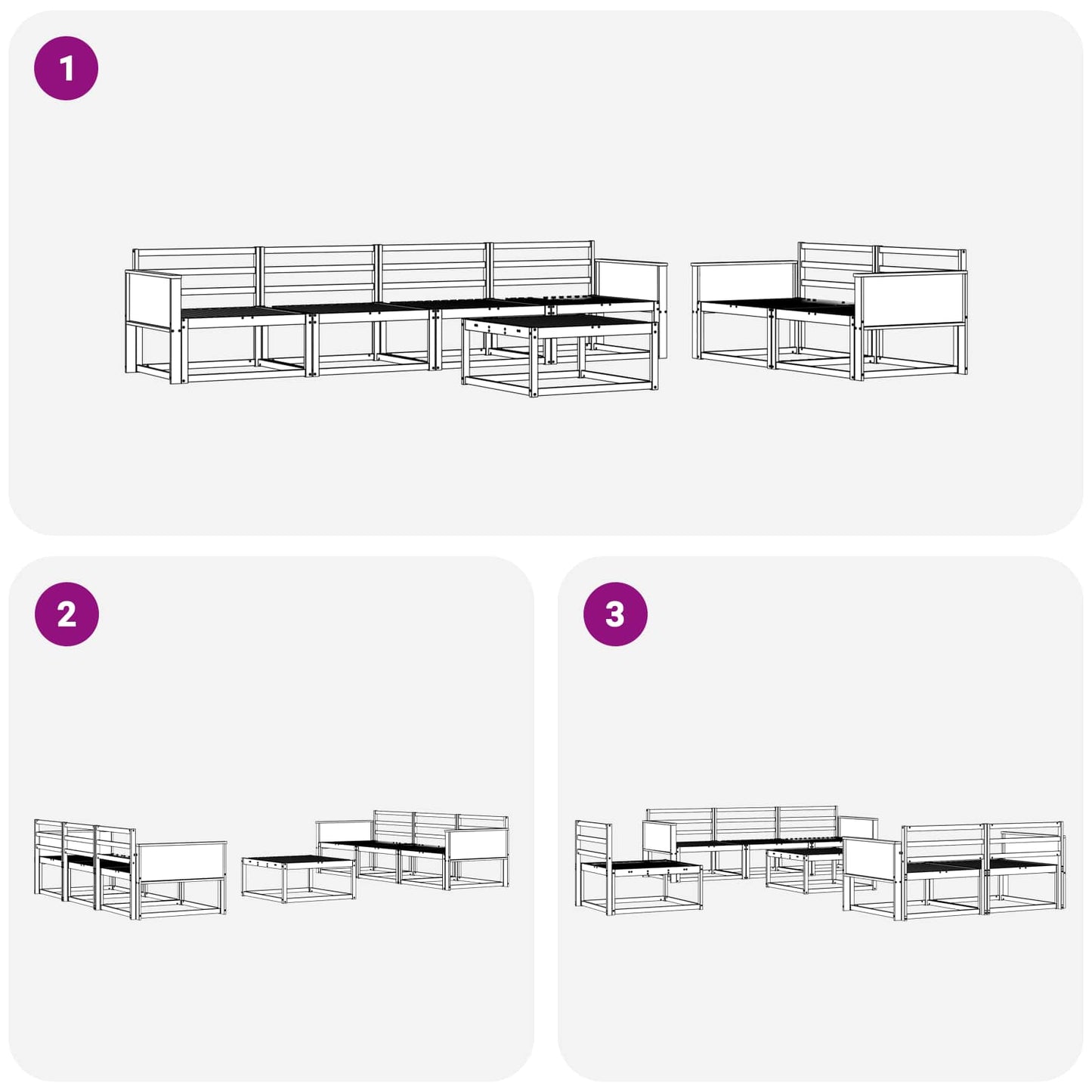 Utendørs sofa-sett 7 pcs Naturlig Solid akasietre