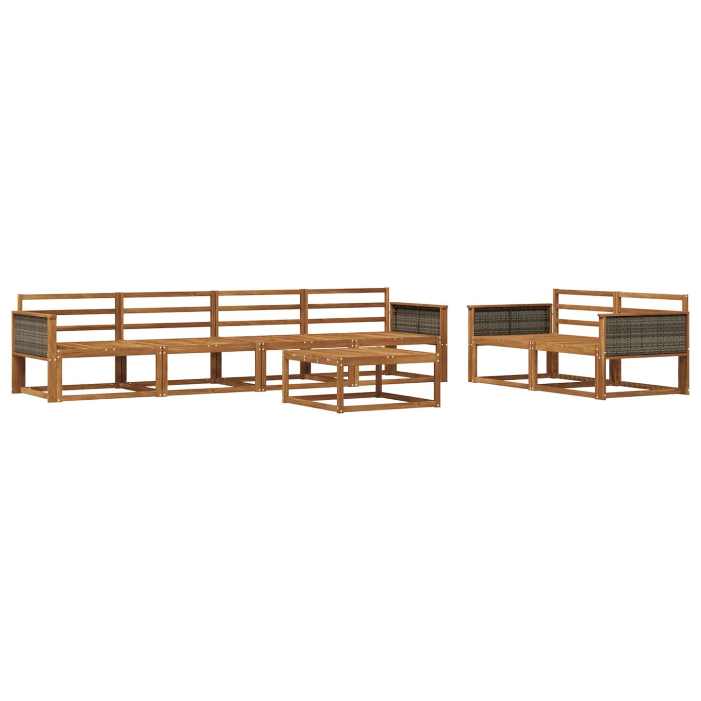 Utendørs sofa-sett 7 pcs Naturlig Solid akasietre