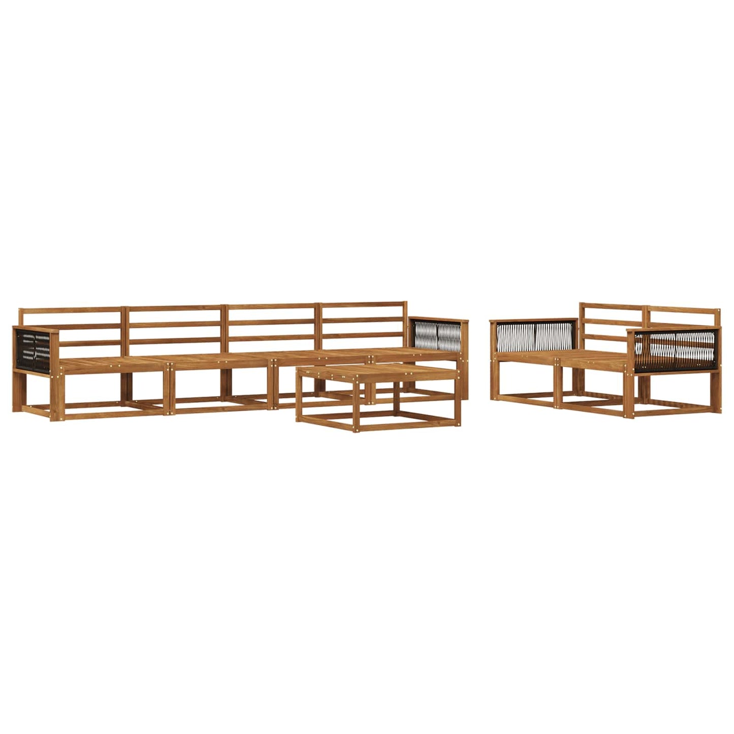 Utendørs sofa-sett 7 pcs Naturlig Solid akasietre