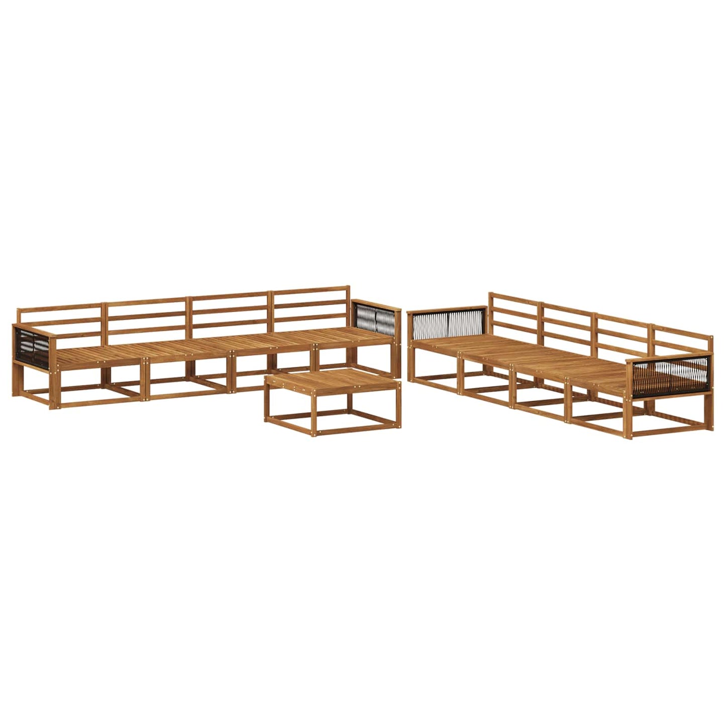 Utendørs sofa-sett 9 pcs Naturlig Solid akasietre