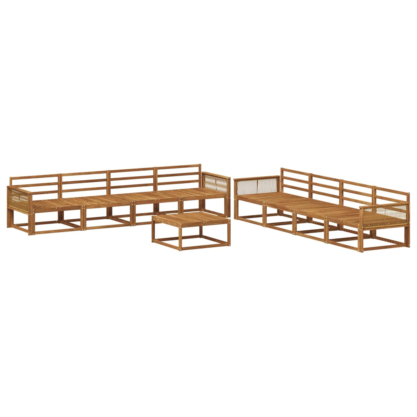 Utendørs sofa-sett 9 pcs Naturlig Solid akasietre