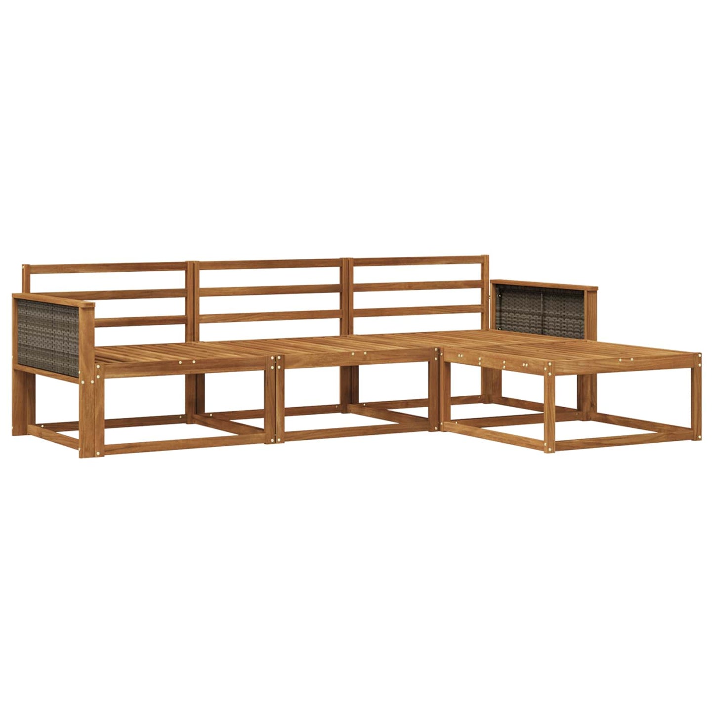 Utendørs sofa-sett 4 pcs Naturlig Solid akasietre