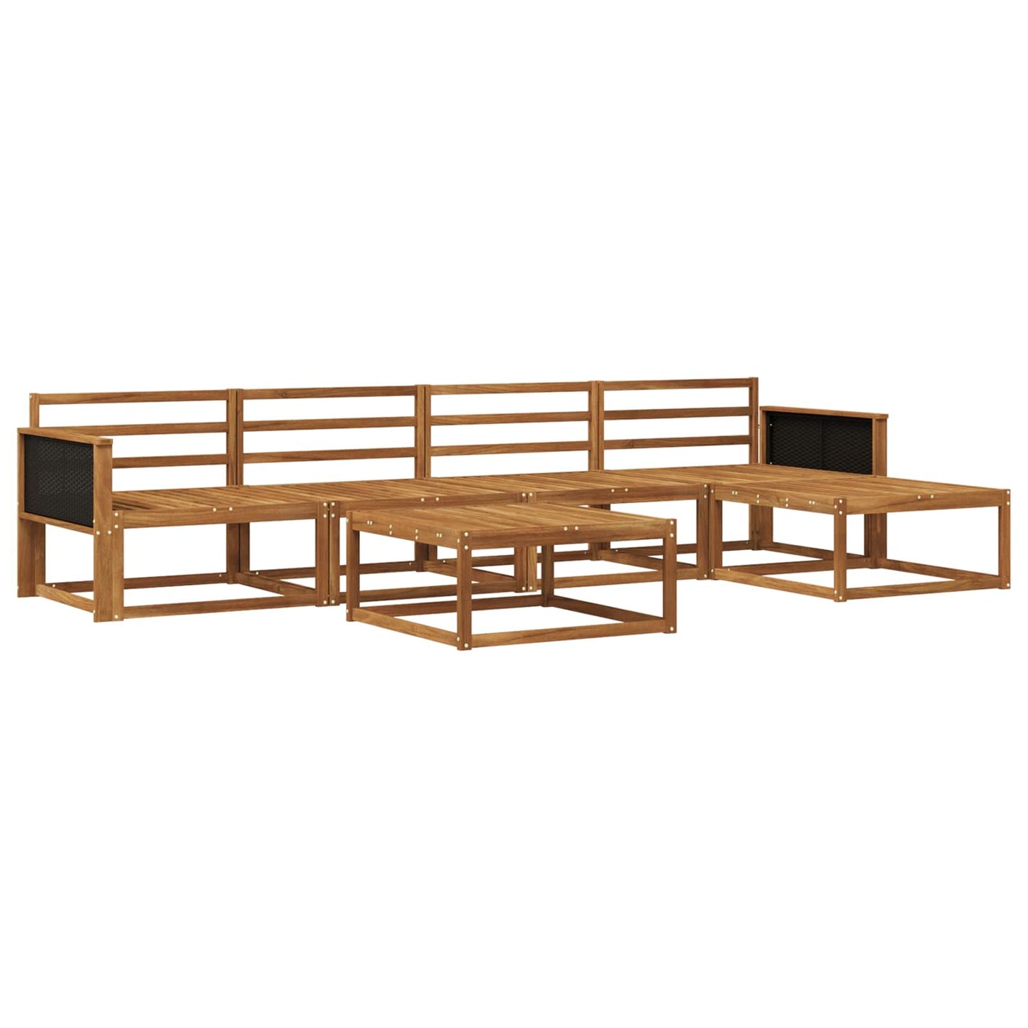 Utendørs sofa-sett 6 pcs Naturlig Solid akasietre