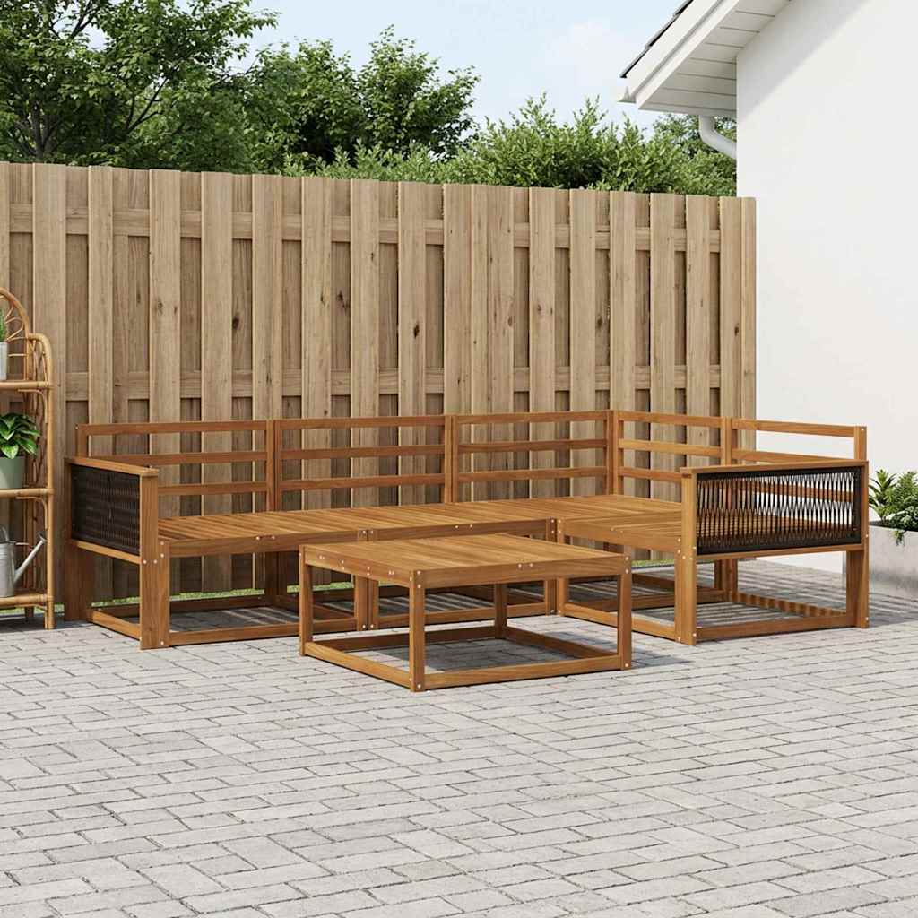 Utendørs sofa-sett 5 pcs Naturlig Solid akasietre