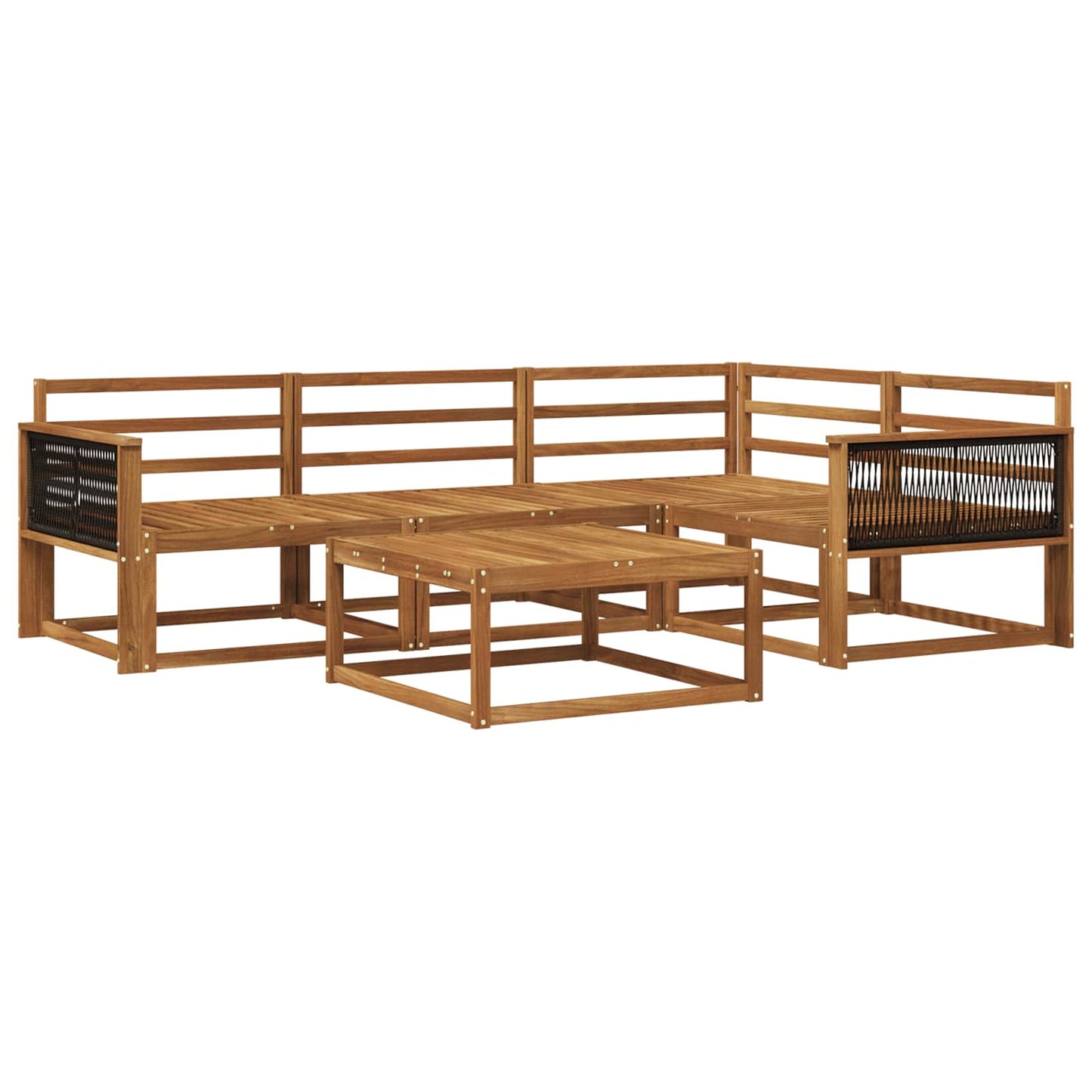 Utendørs sofa-sett 5 pcs Naturlig Solid akasietre