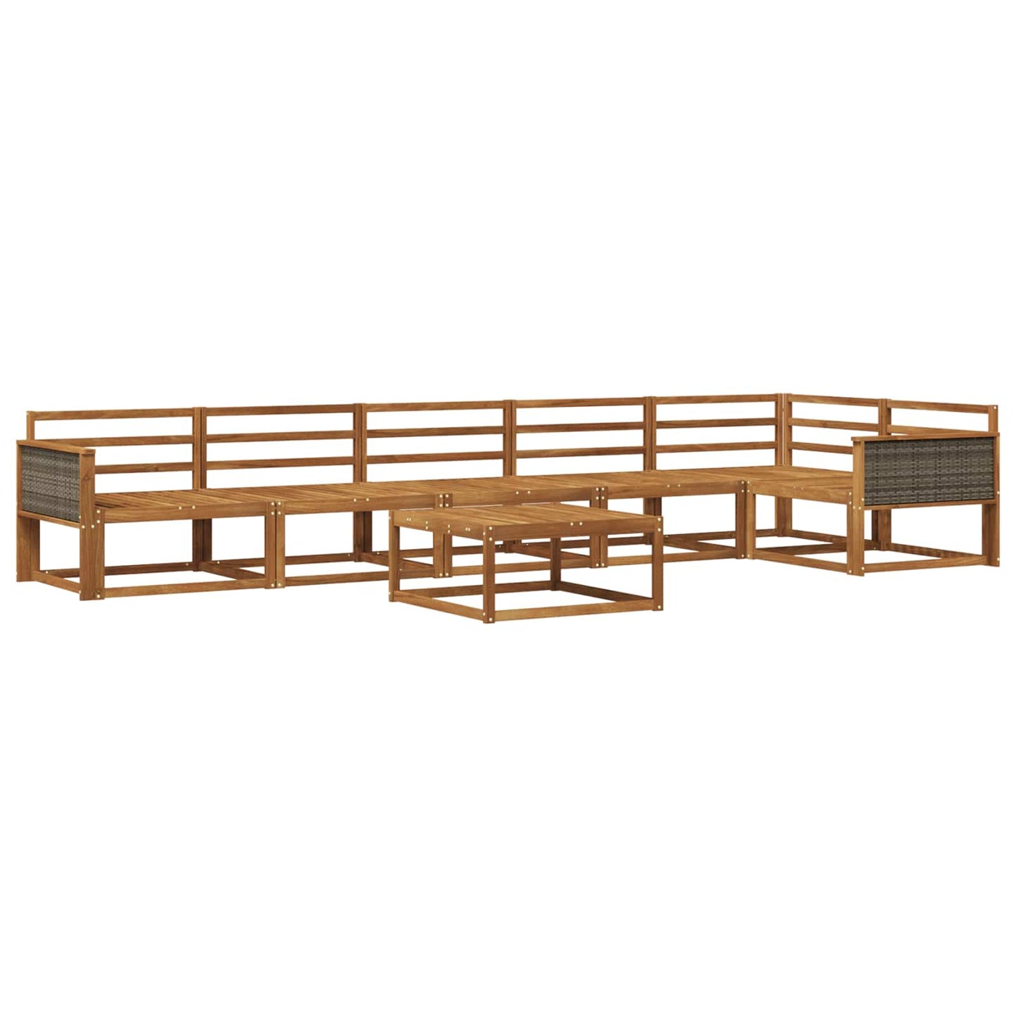 Utendørs sofa-sett 7 pcs Naturlig Solid akasietre