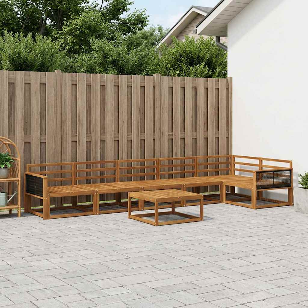 Utendørs sofa-sett 7 pcs Naturlig Solid akasietre