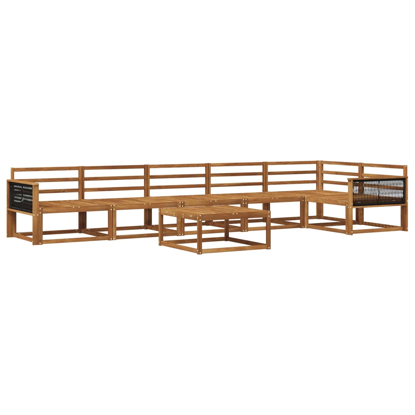 Utendørs sofa-sett 7 pcs Naturlig Solid akasietre