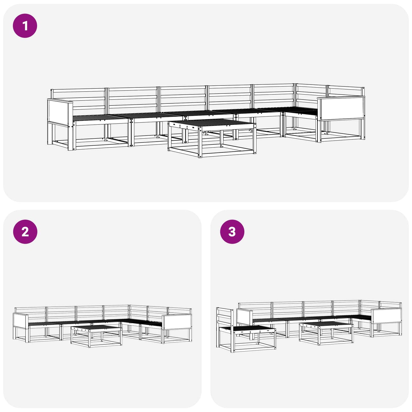 Utendørs sofa-sett 7 pcs Naturlig Solid akasietre