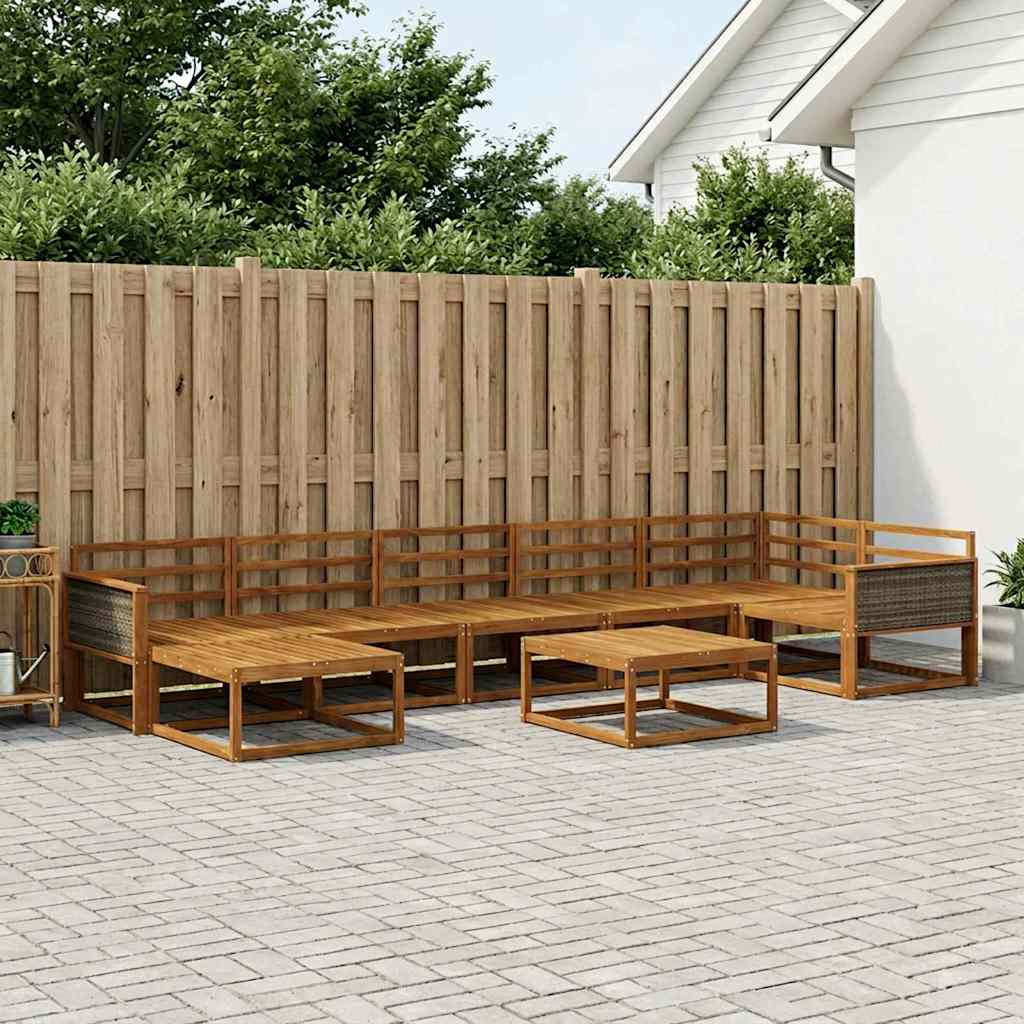 Utendørs sofa-sett 8 pcs Naturlig Solid akasietre