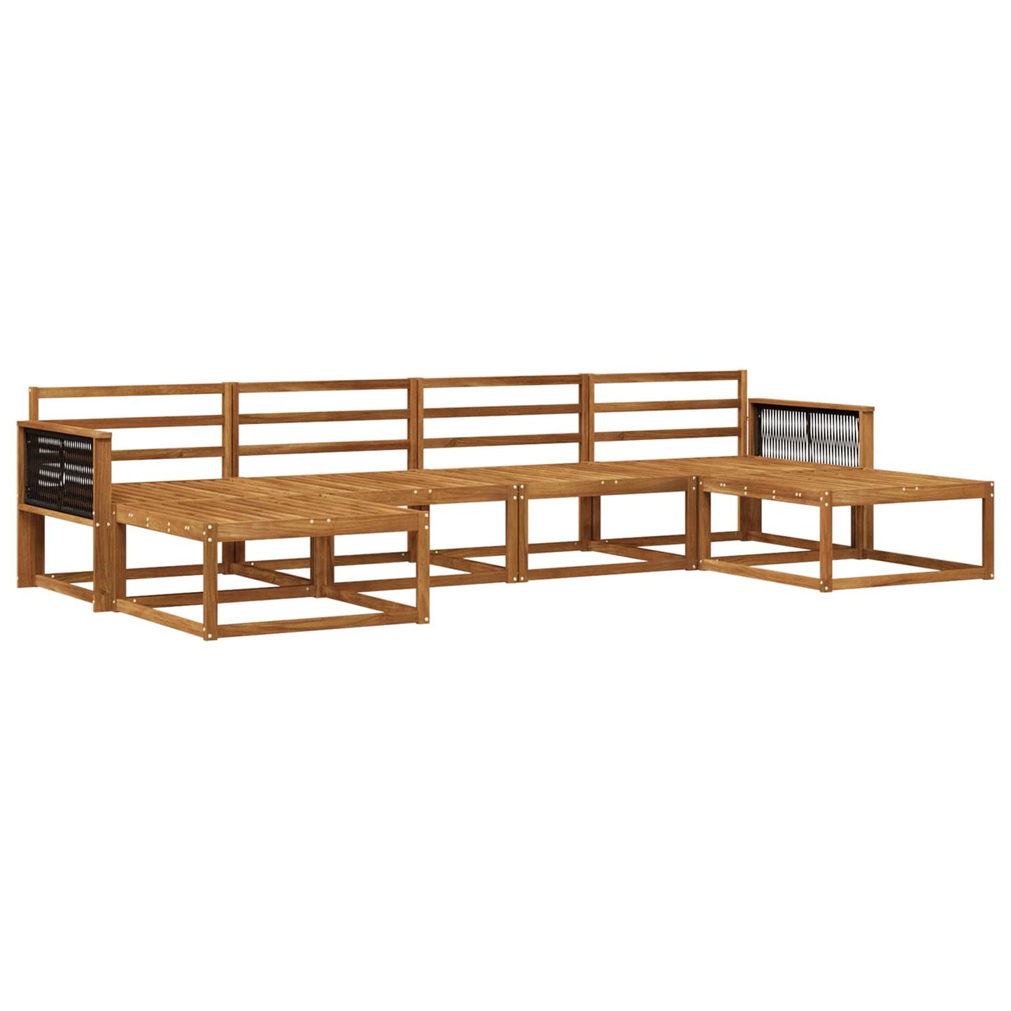 Utendørs sofa-sett 6 pcs Naturlig Solid akasietre