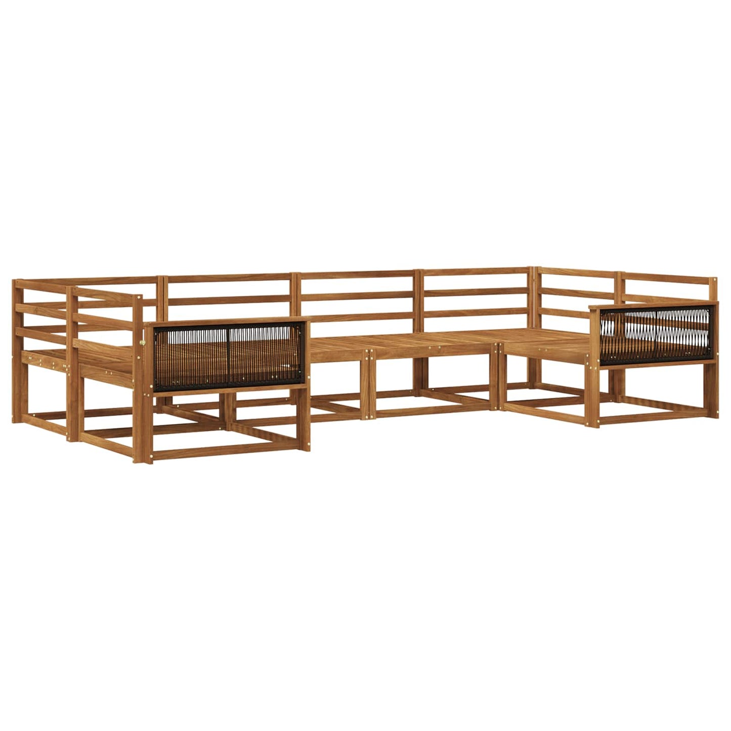 Utendørs sofa-sett 6 pcs Naturlig Solid akasietre