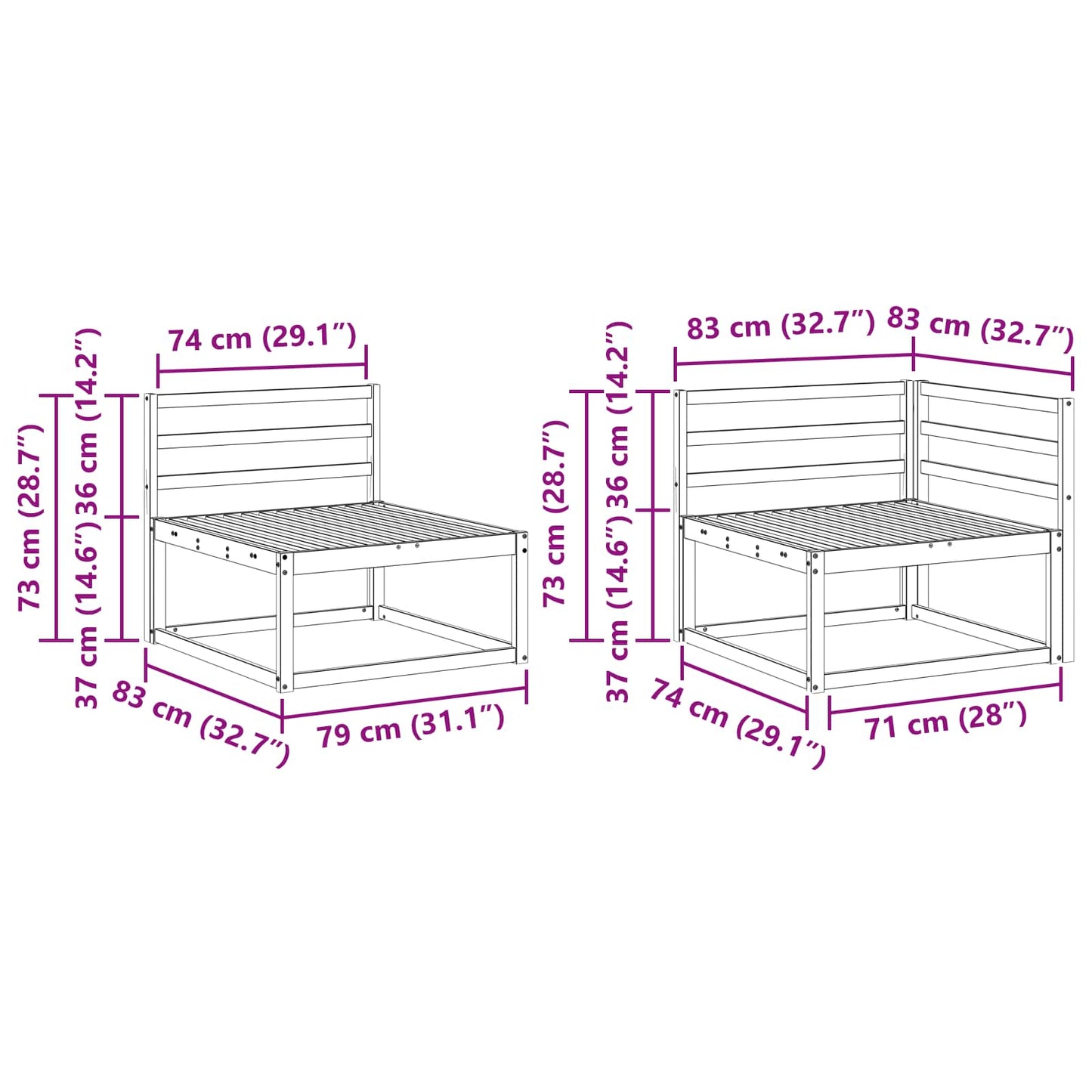 Utendørs sofa-sett 6 pcs Naturlig Solid akasietre