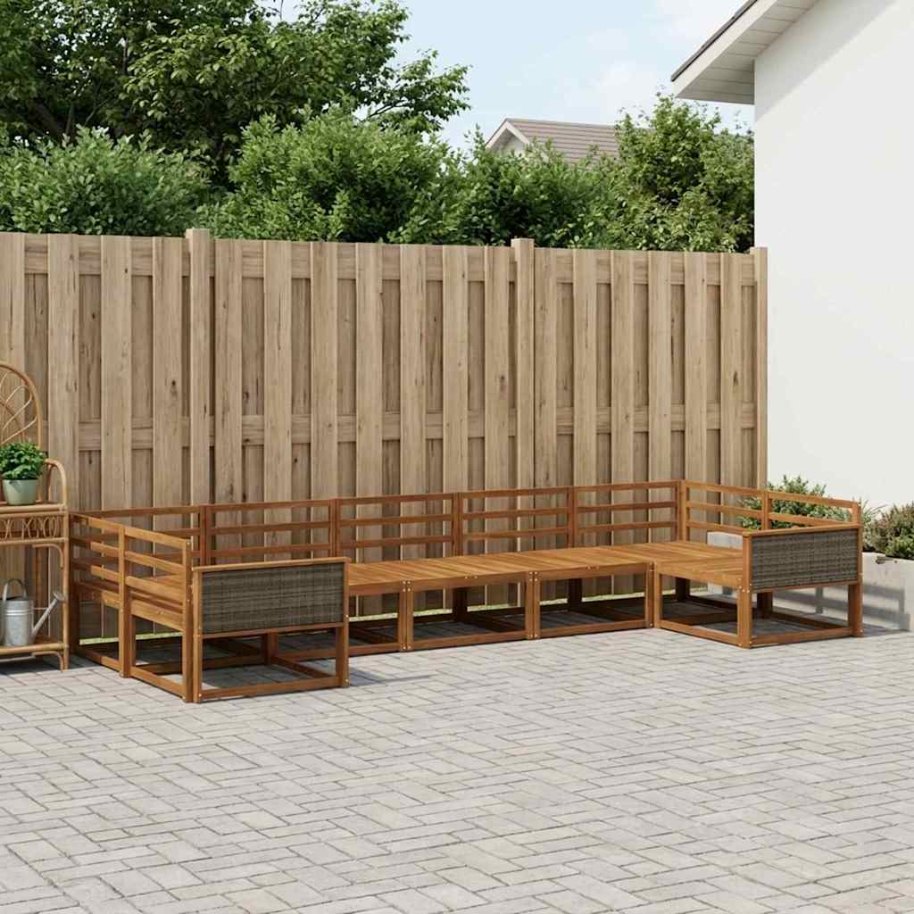 Utendørs sofa-sett 7 pcs Naturlig Solid akasietre