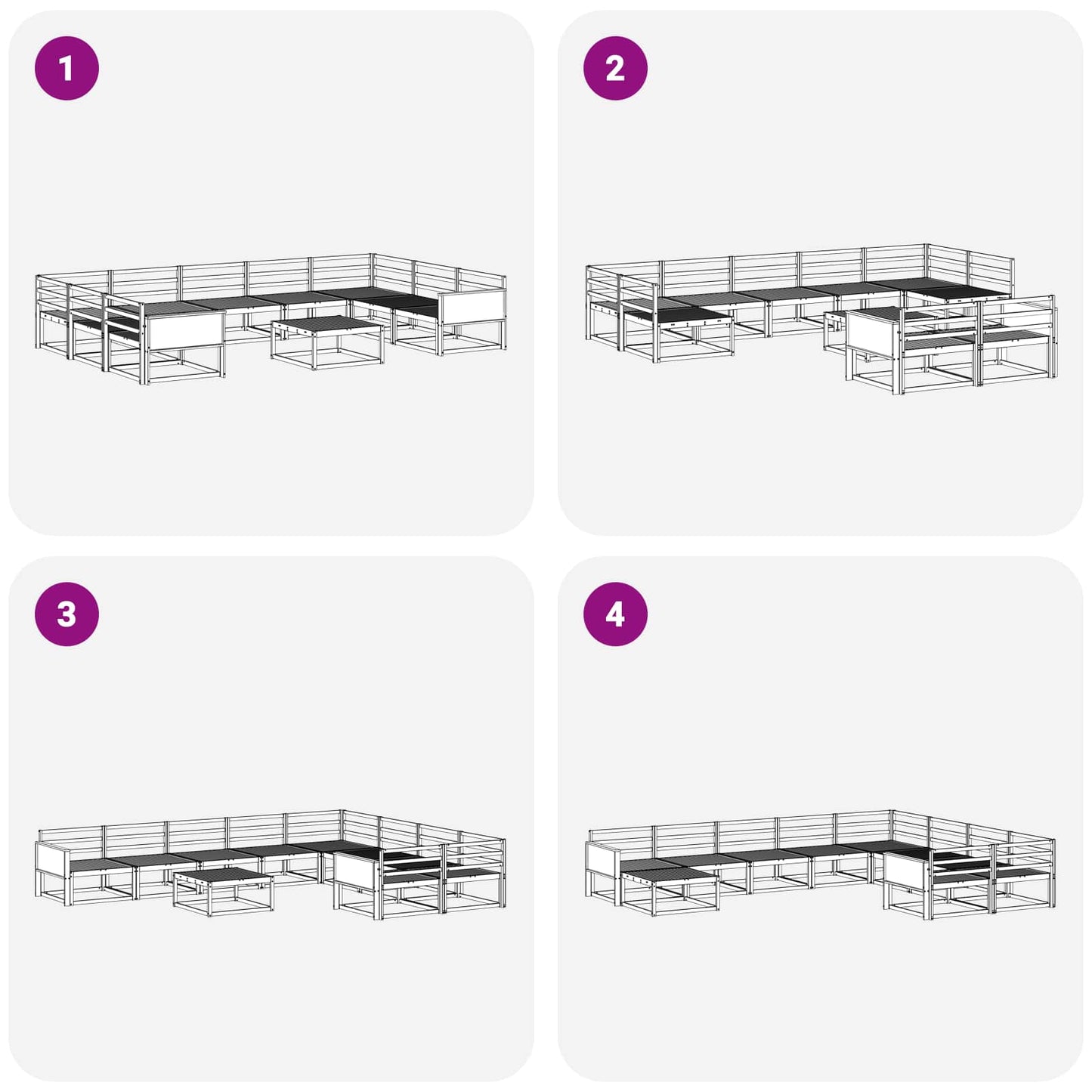 Utendørs sofa-sett 10 pcs Naturlig Solid akasietre