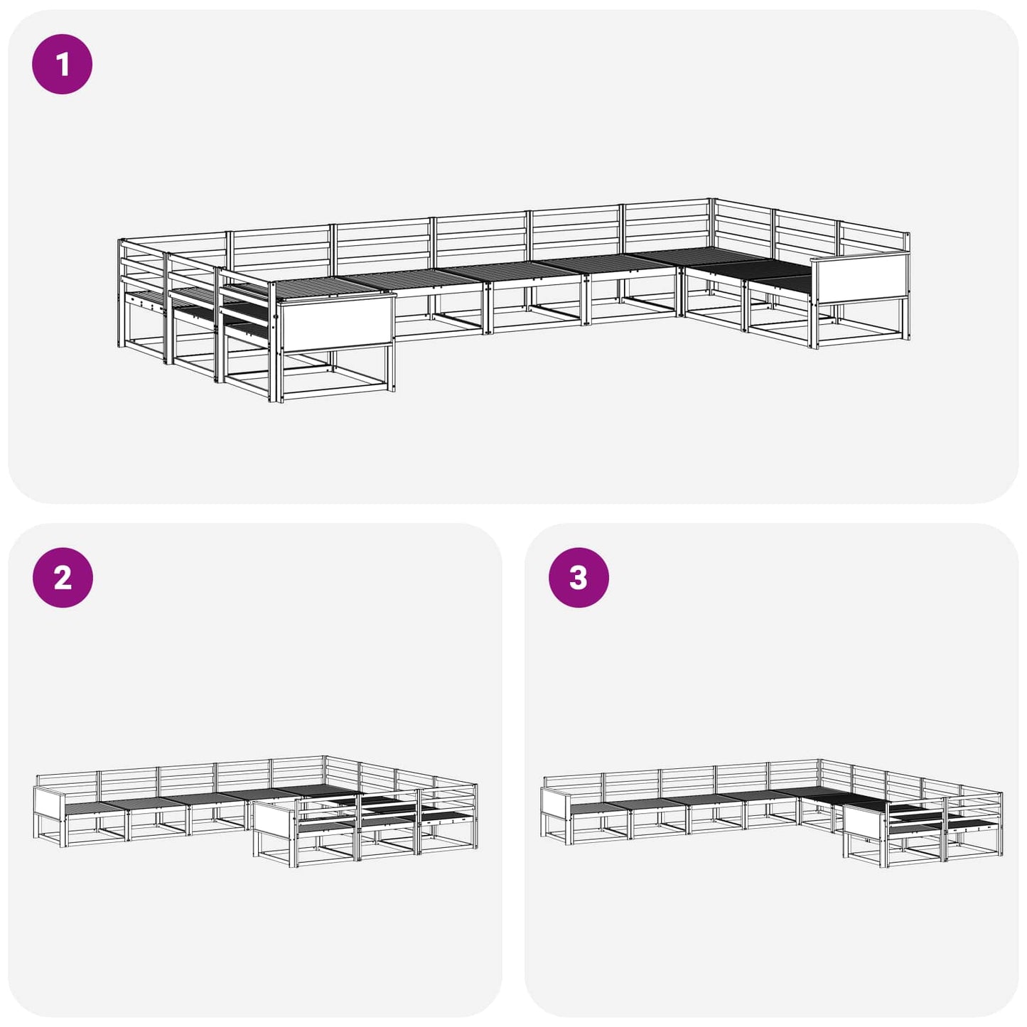 Utendørs sofa-sett 10 pcs Naturlig Solid akasietre