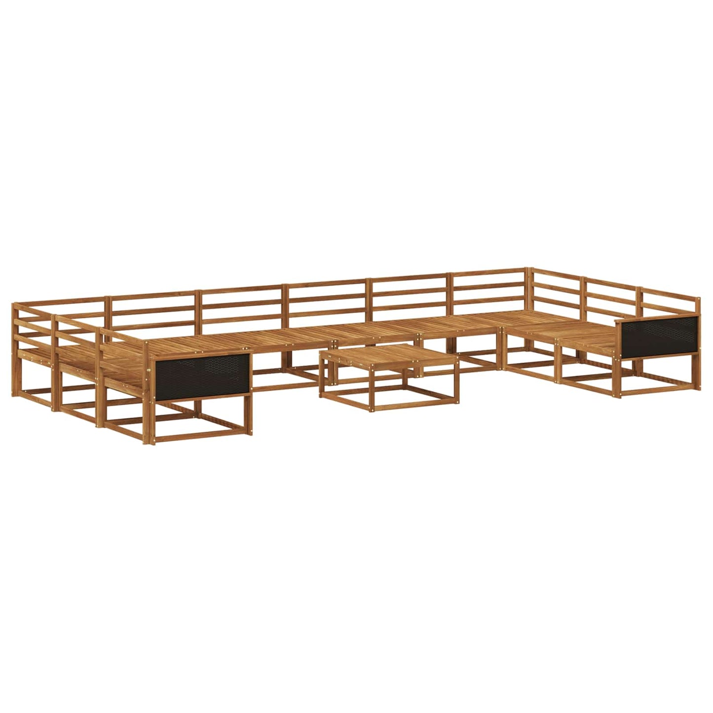 Utendørs sofa-sett 11 pcs Naturlig Solid akasietre