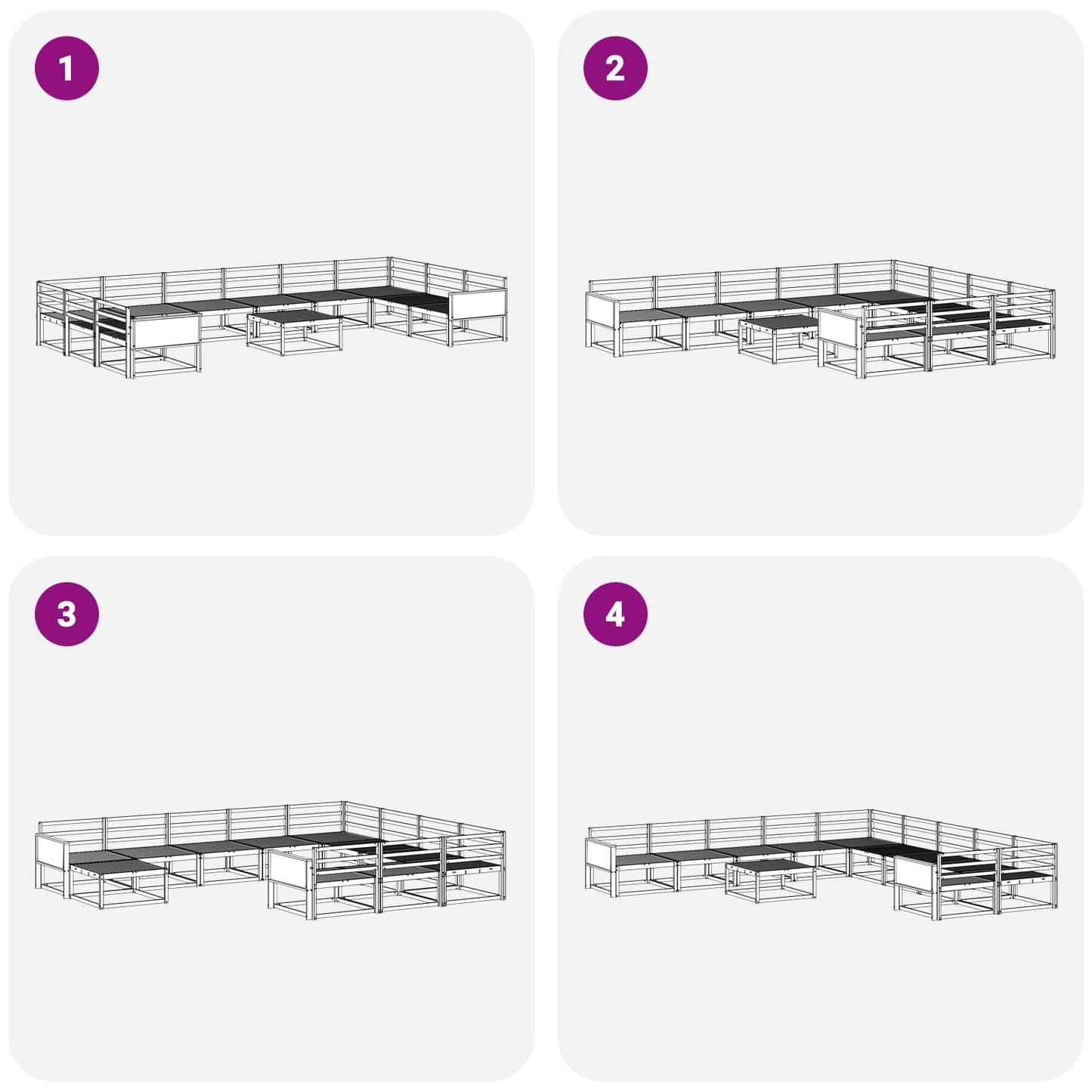 Utendørs sofa-sett 11 pcs Naturlig Solid akasietre