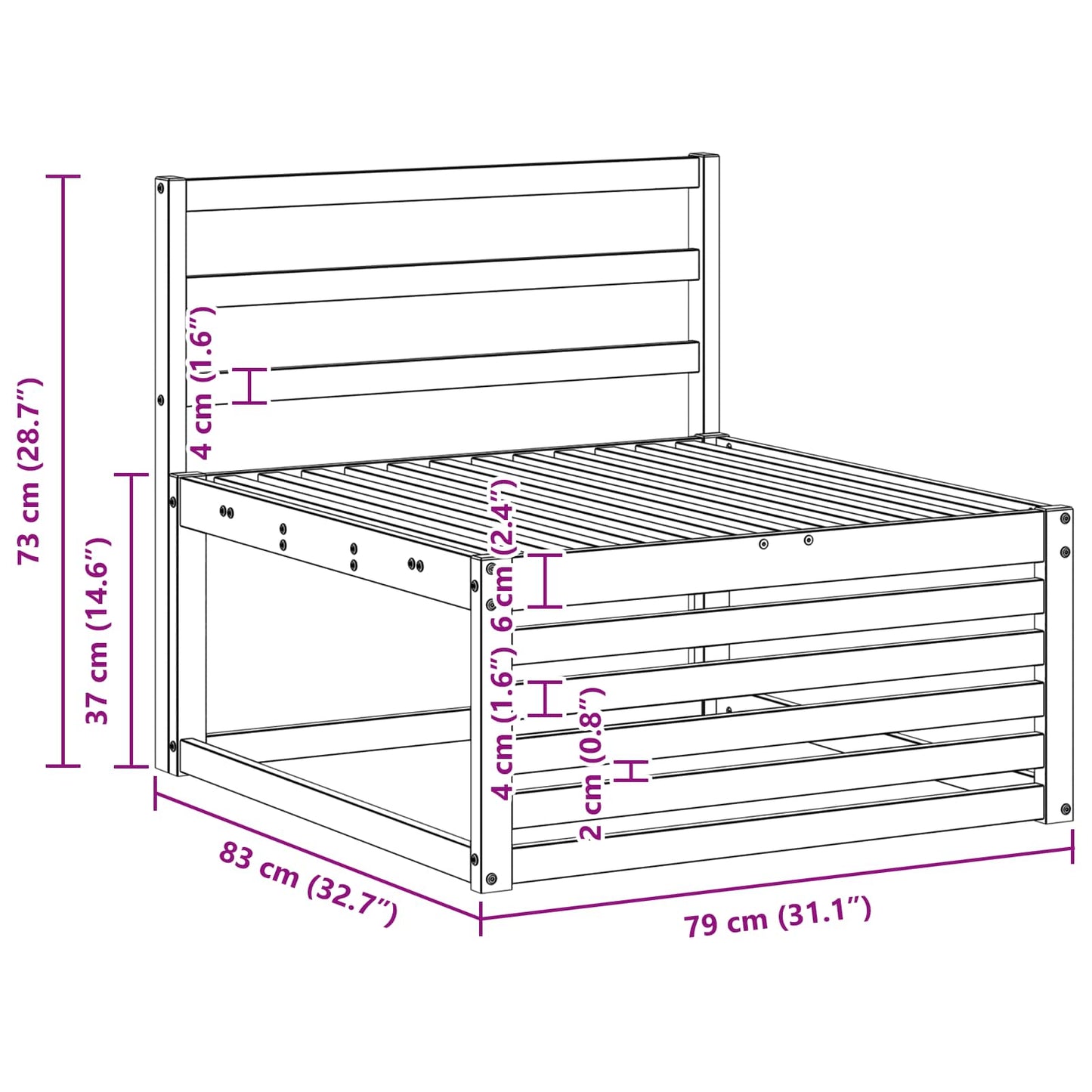Utendørs sofa-sett 3 pcs Naturlig Solid akasietre