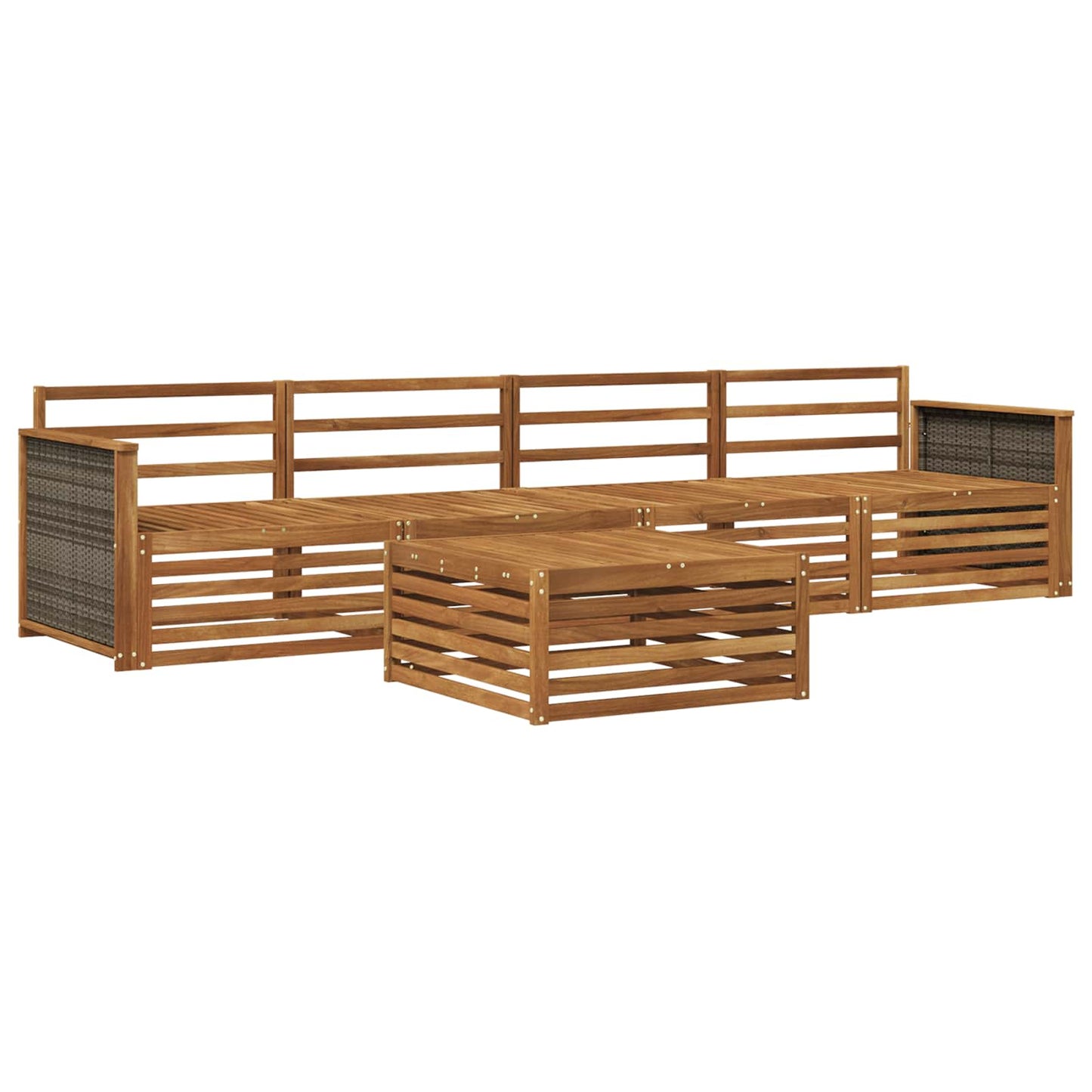 Utendørs sofa-sett 5 pcs Naturlig Solid akasietre