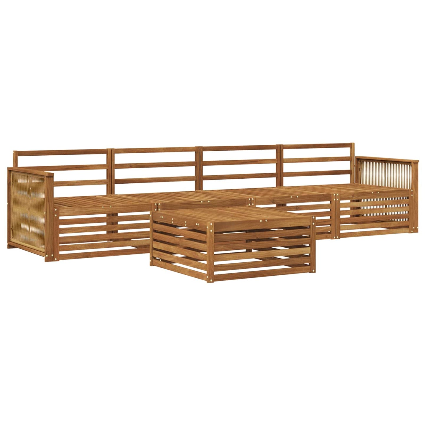 Utendørs sofa-sett 5 pcs Naturlig Solid akasietre