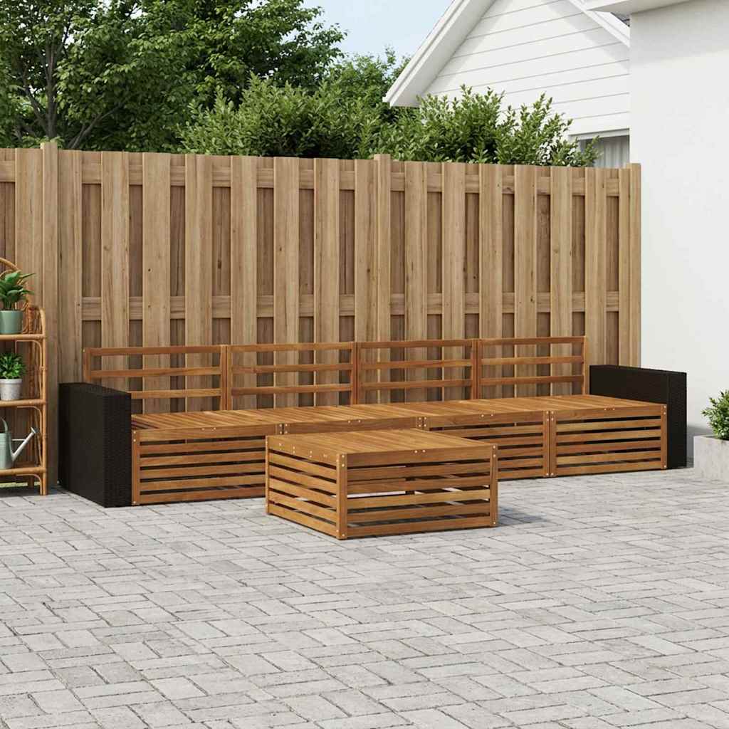 Utendørs sofa-sett 5 pcs Naturlig Solid akasietre