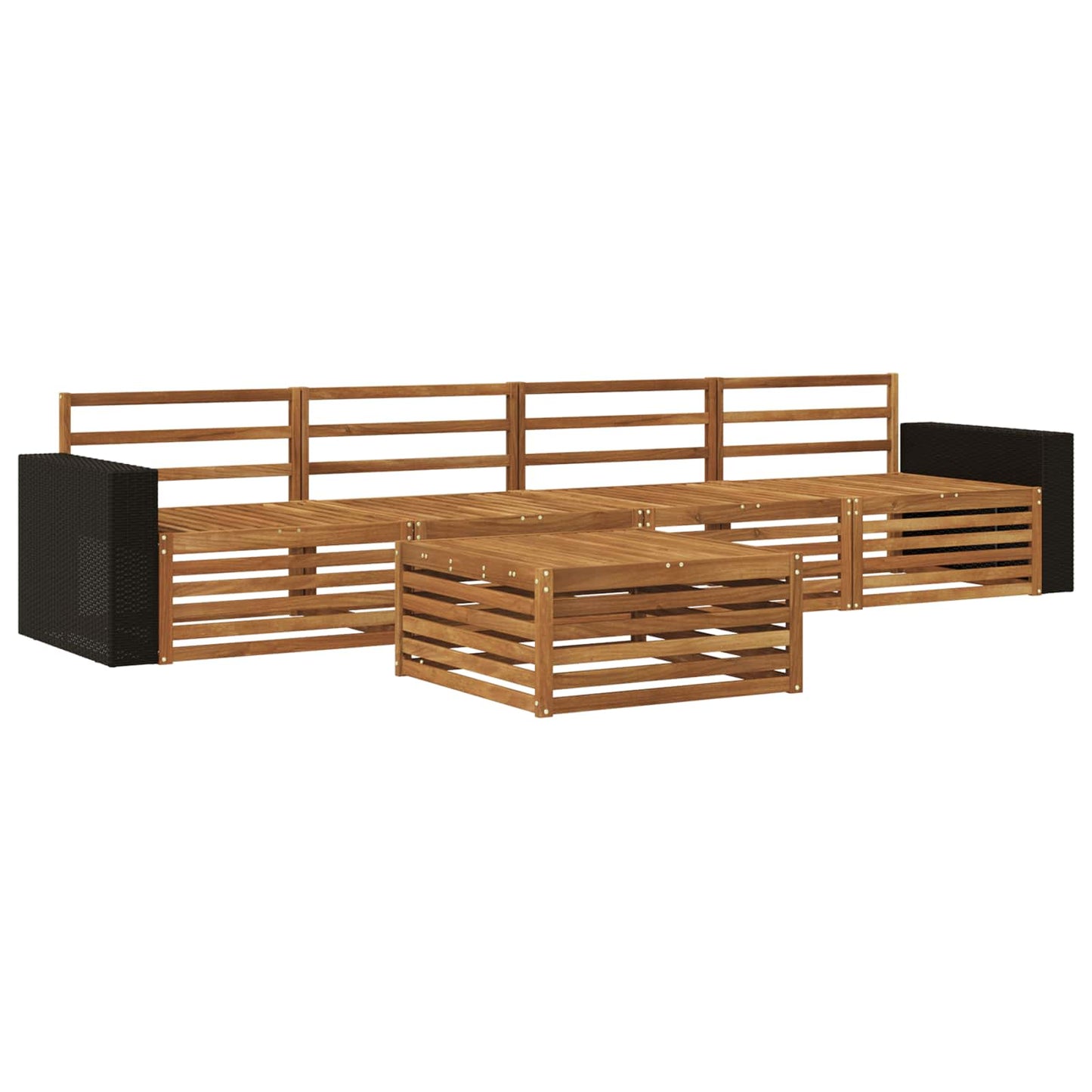 Utendørs sofa-sett 5 pcs Naturlig Solid akasietre