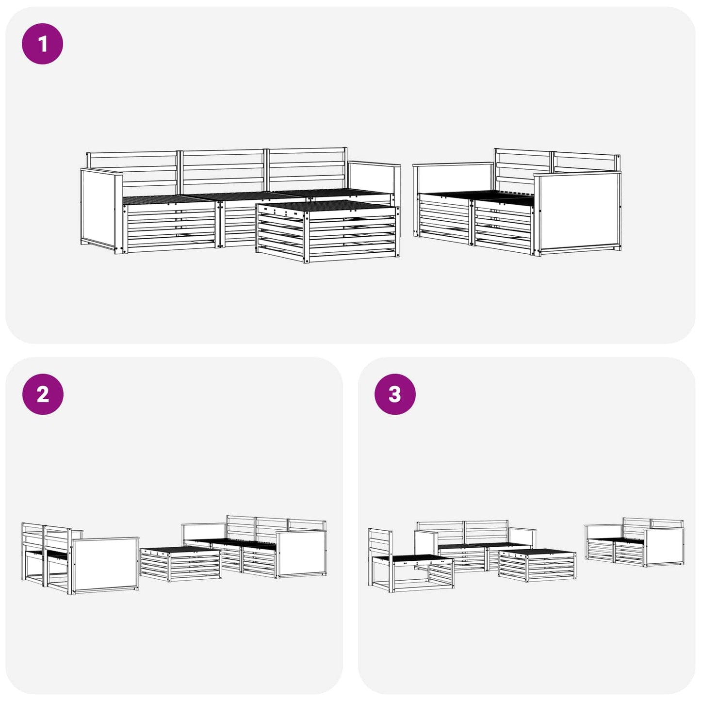 Utendørs sofa-sett 6 pcs Naturlig Solid akasietre