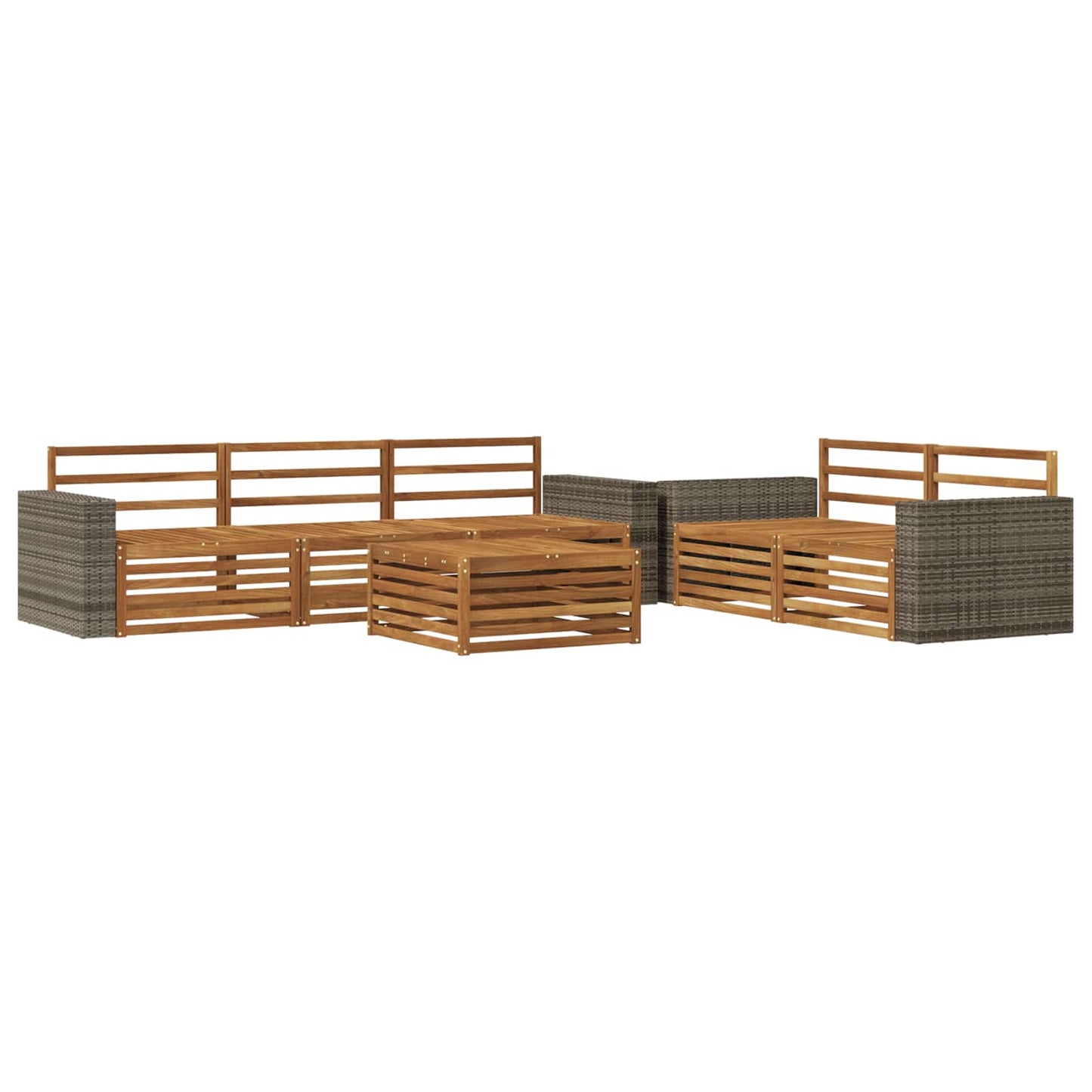 Utendørs sofa-sett 6 stk. Naturlig Solid akasietre