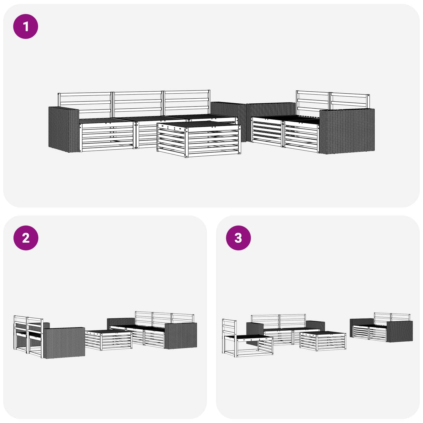 Utendørs sofa-sett 6 stk. Naturlig Solid akasietre