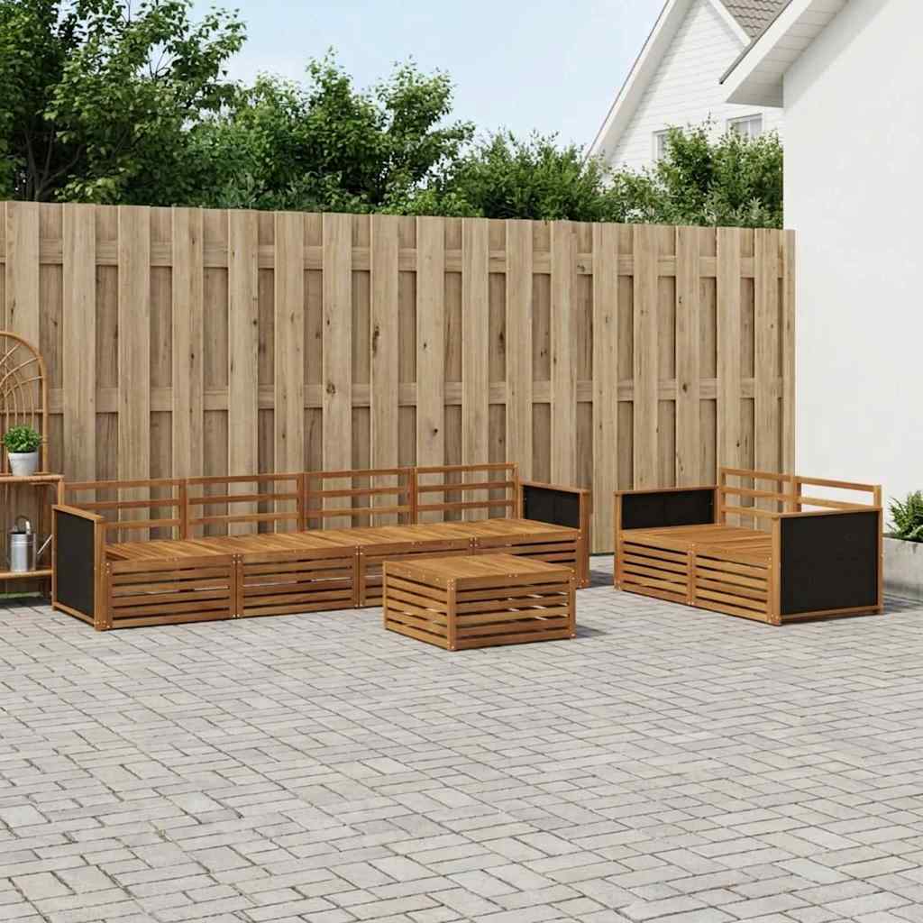 Utendørs sofa-sett 7 pcs Naturlig Solid akasietre